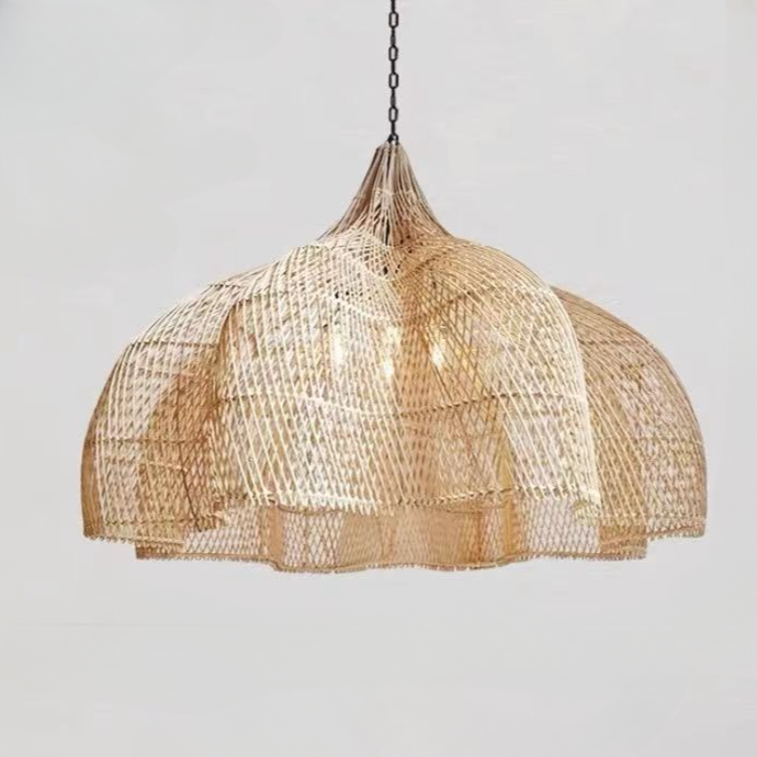 Wabi-Sabi Style Handmade Rattan Woven Pendant Light