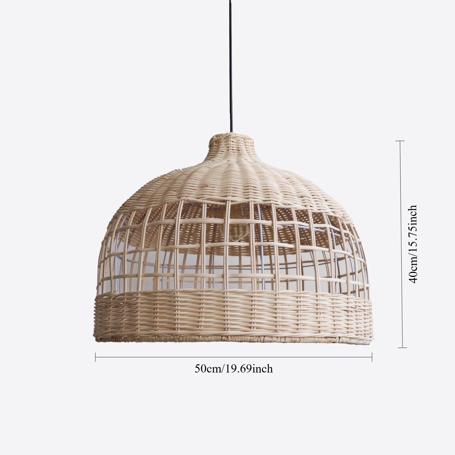 Elegant Openwork Rattan Pendant Light with Lattice-Cut Design