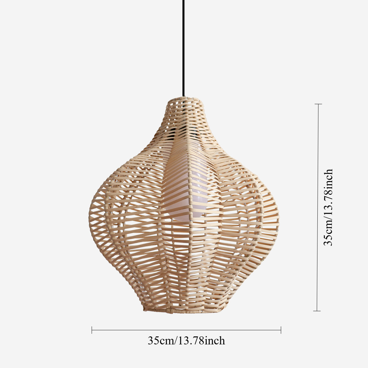 Minimalist Handmade Wooden Rattan Pendant Light