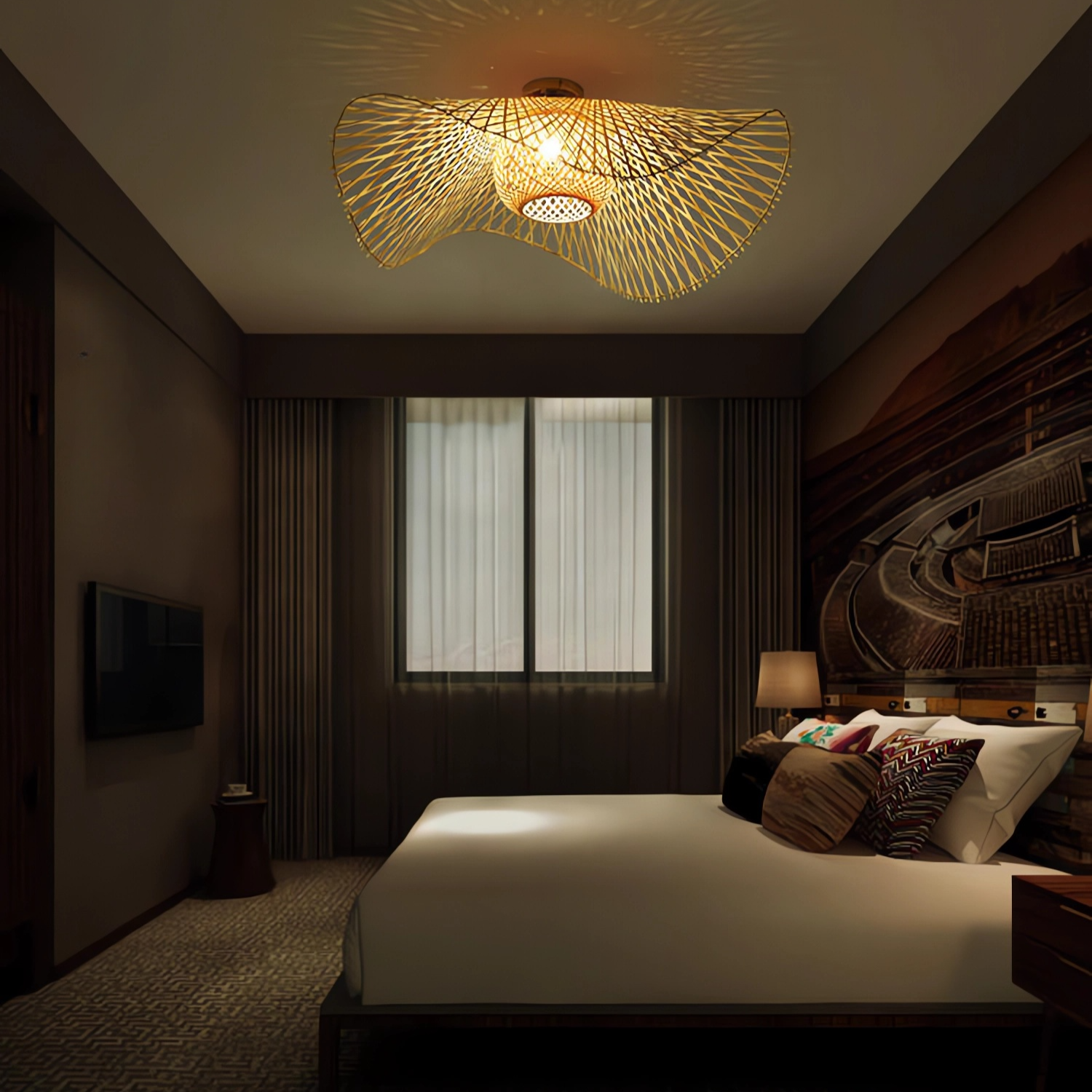 Bamboo Wave Art LED Ceiling Light