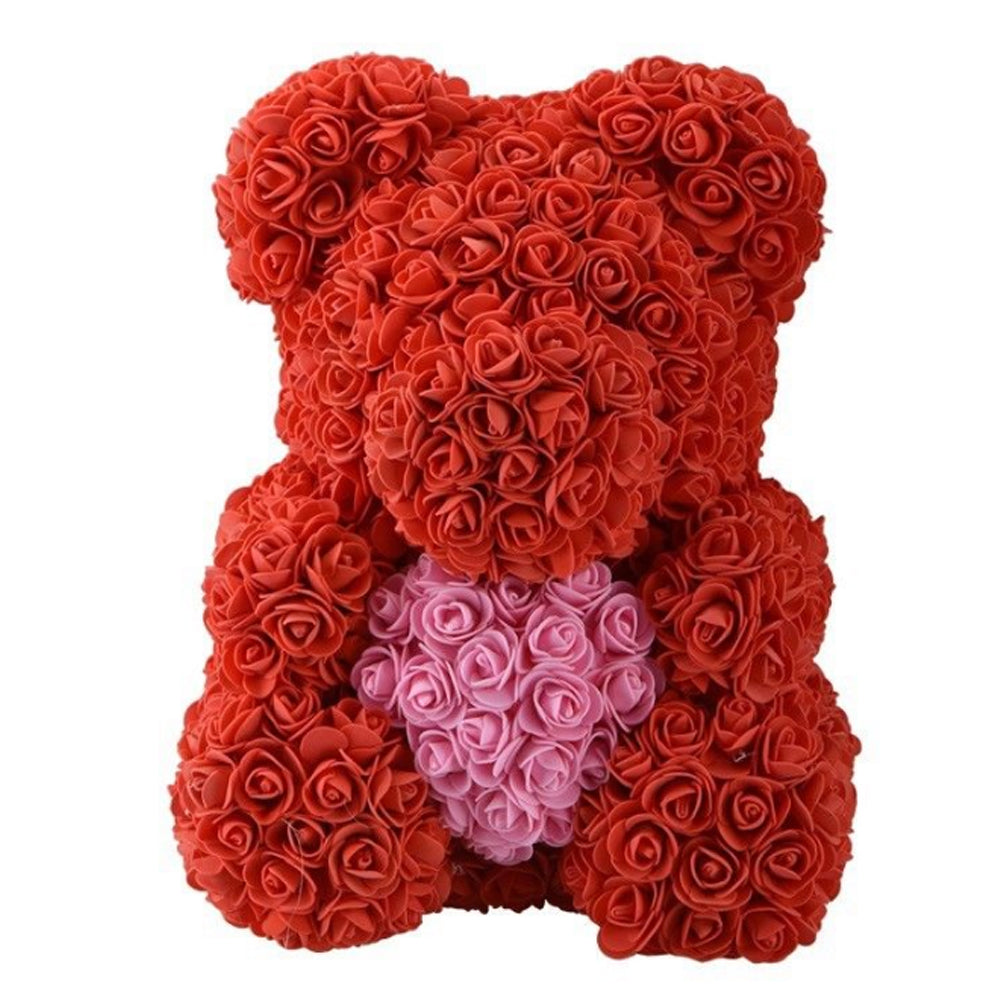 ‍Simulation Foam Forever Rose Teddy Bear Gift Box-Red Bear Pink Heart (100% off)