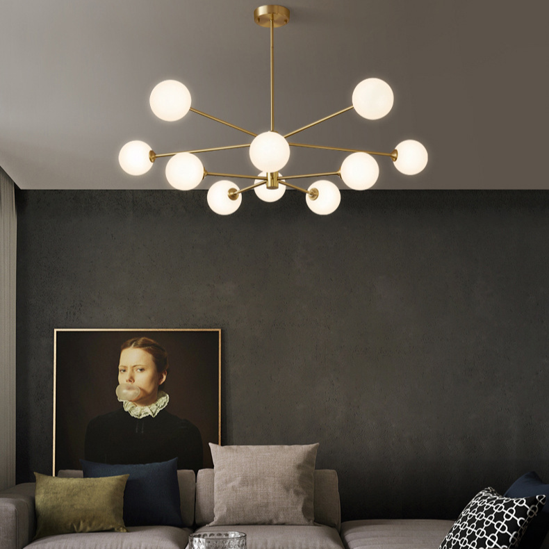 Nordic Brass Sputnik Globe Chandelier