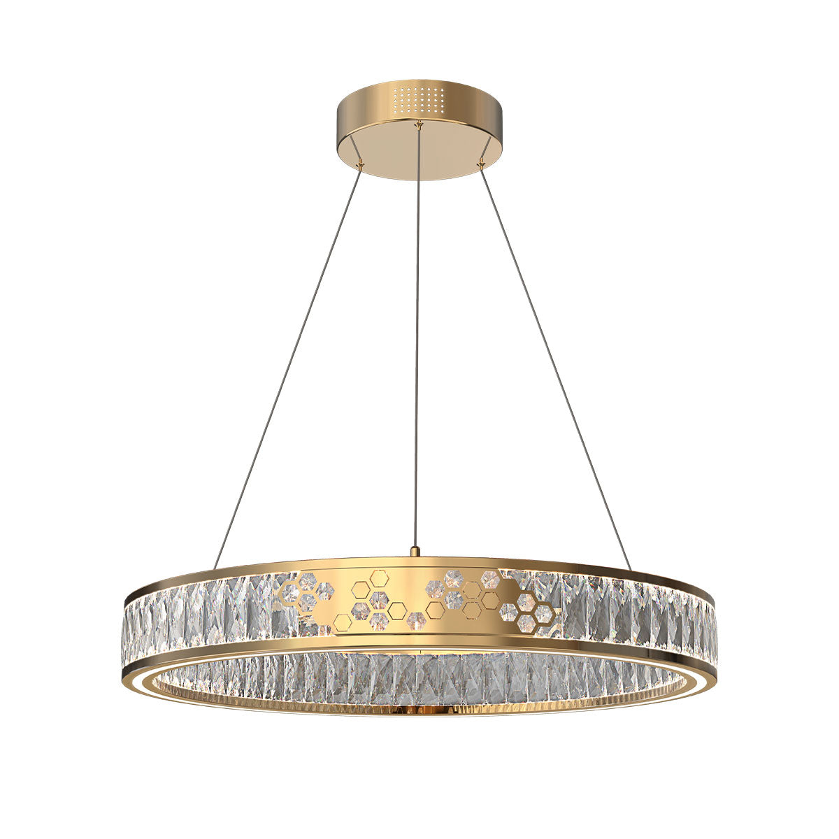 Luxurious Gold Crystal LED Halo Pendant Light