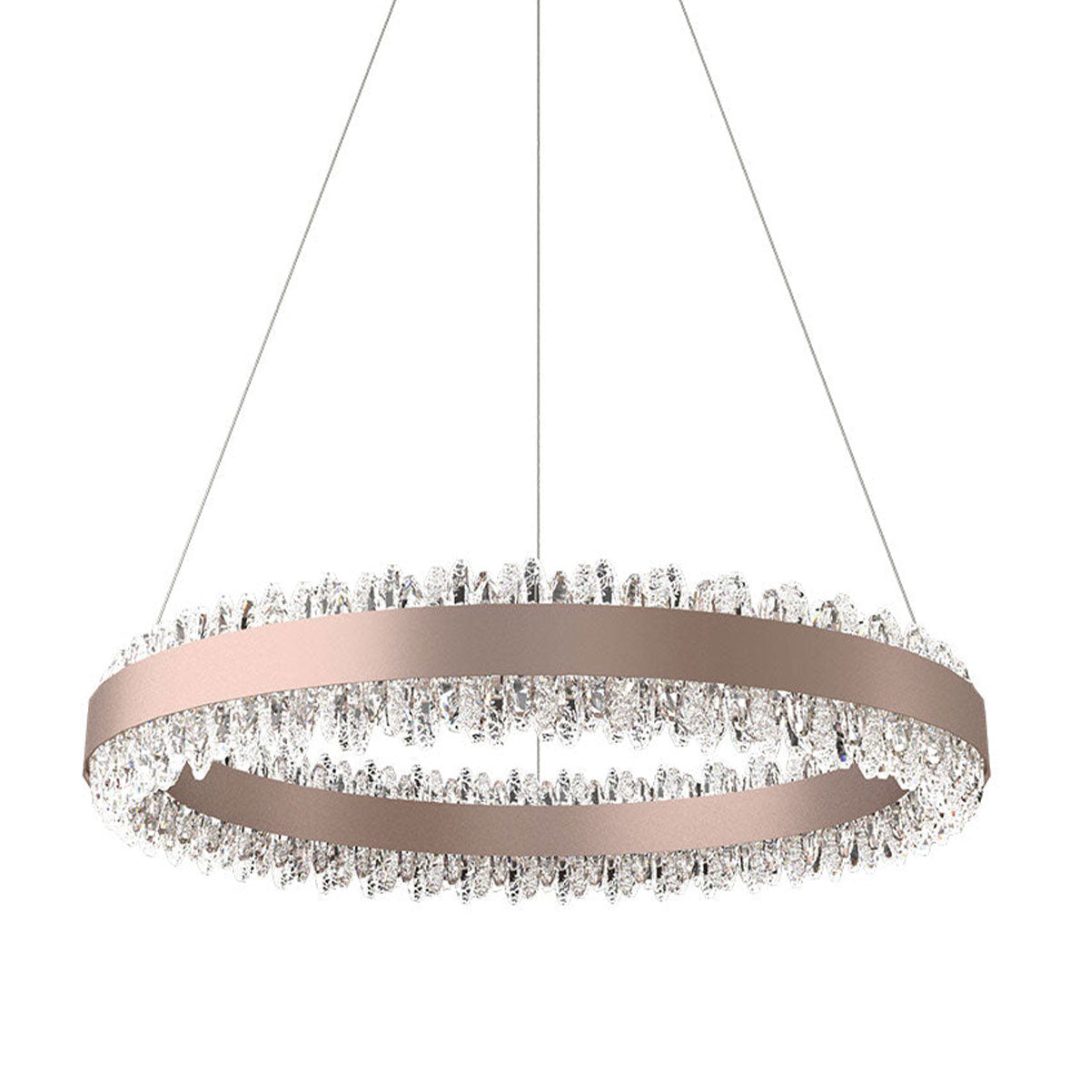 Stylish Gold LED Circular Pendant Light with Crystal Edges