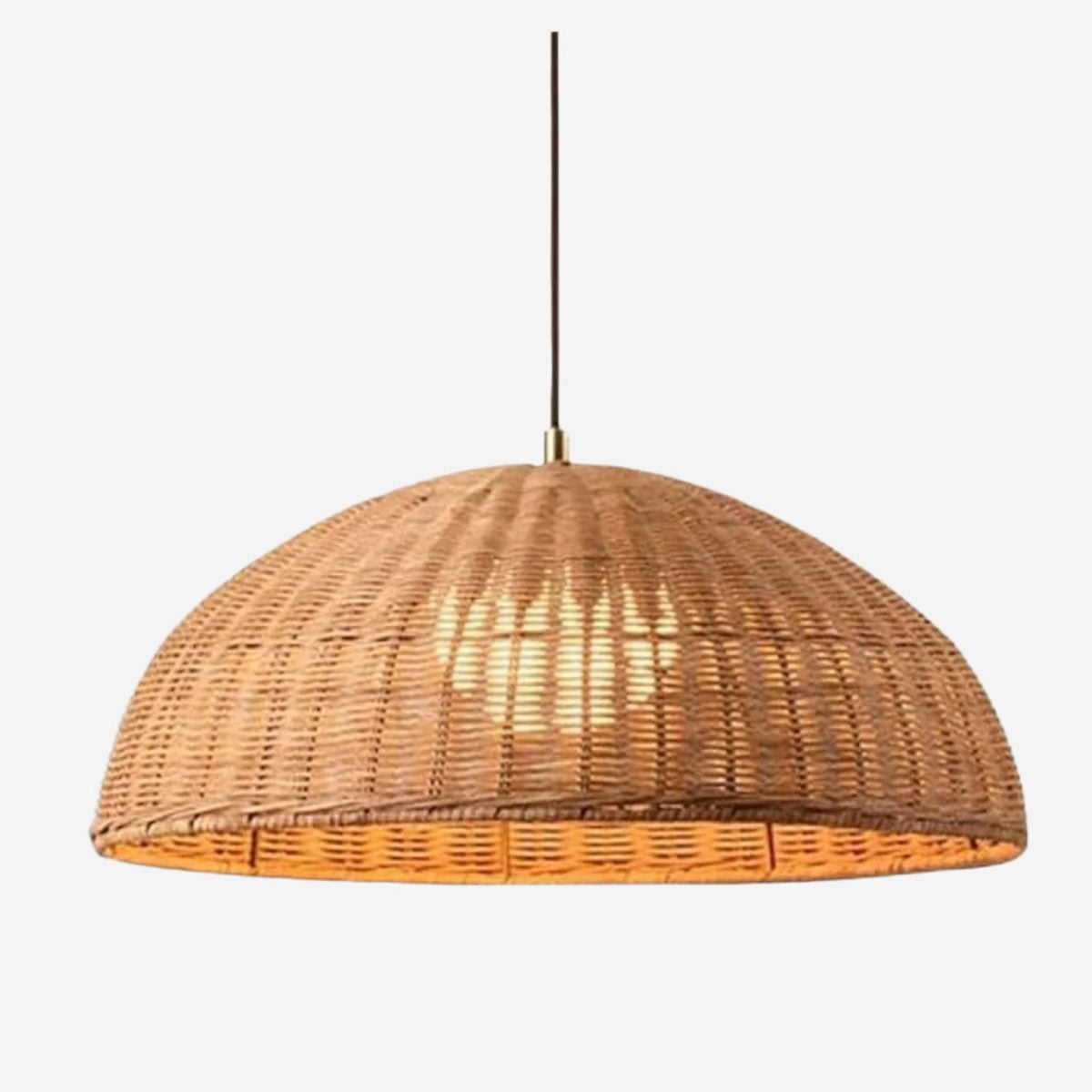 Vintage Inspired Handwoven Rattan Basket Weave Pendant Light