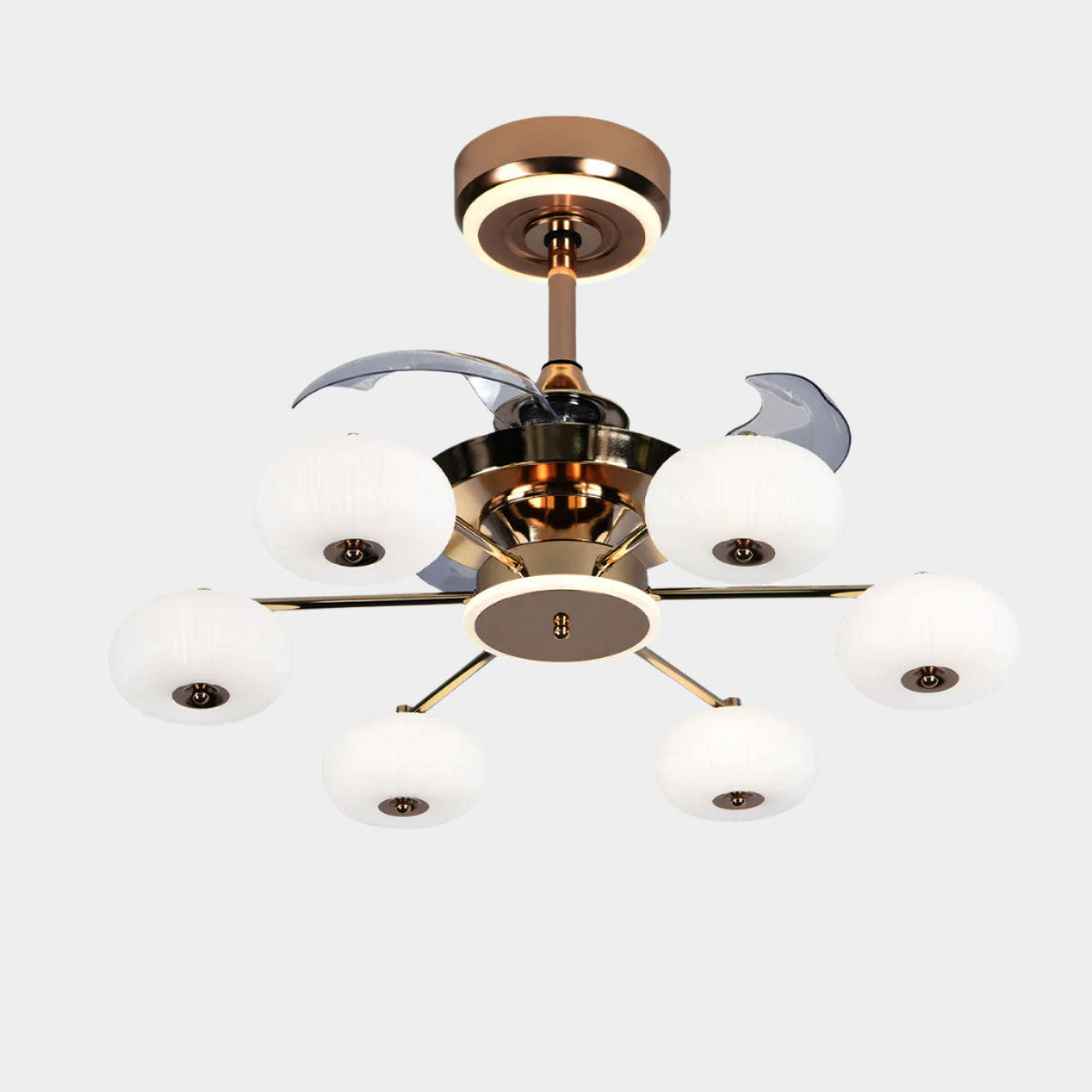 Quiet Copper Acrylic Fan Light with 6-Speed Control