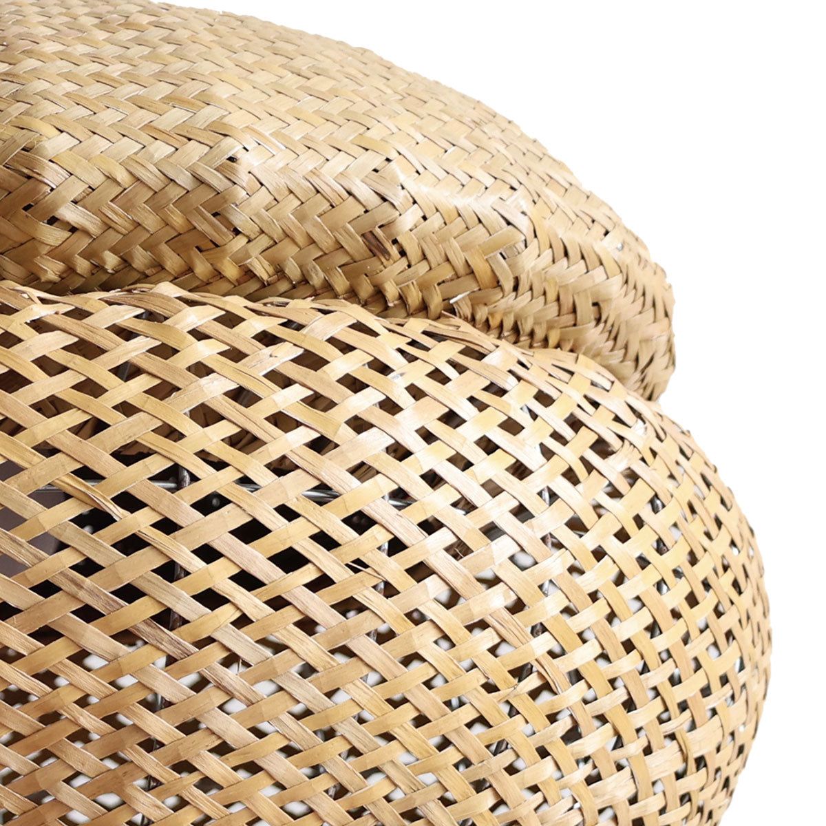 Handwoven Natural Bulrush Pendant Light with Pot Lid-Inspired Design