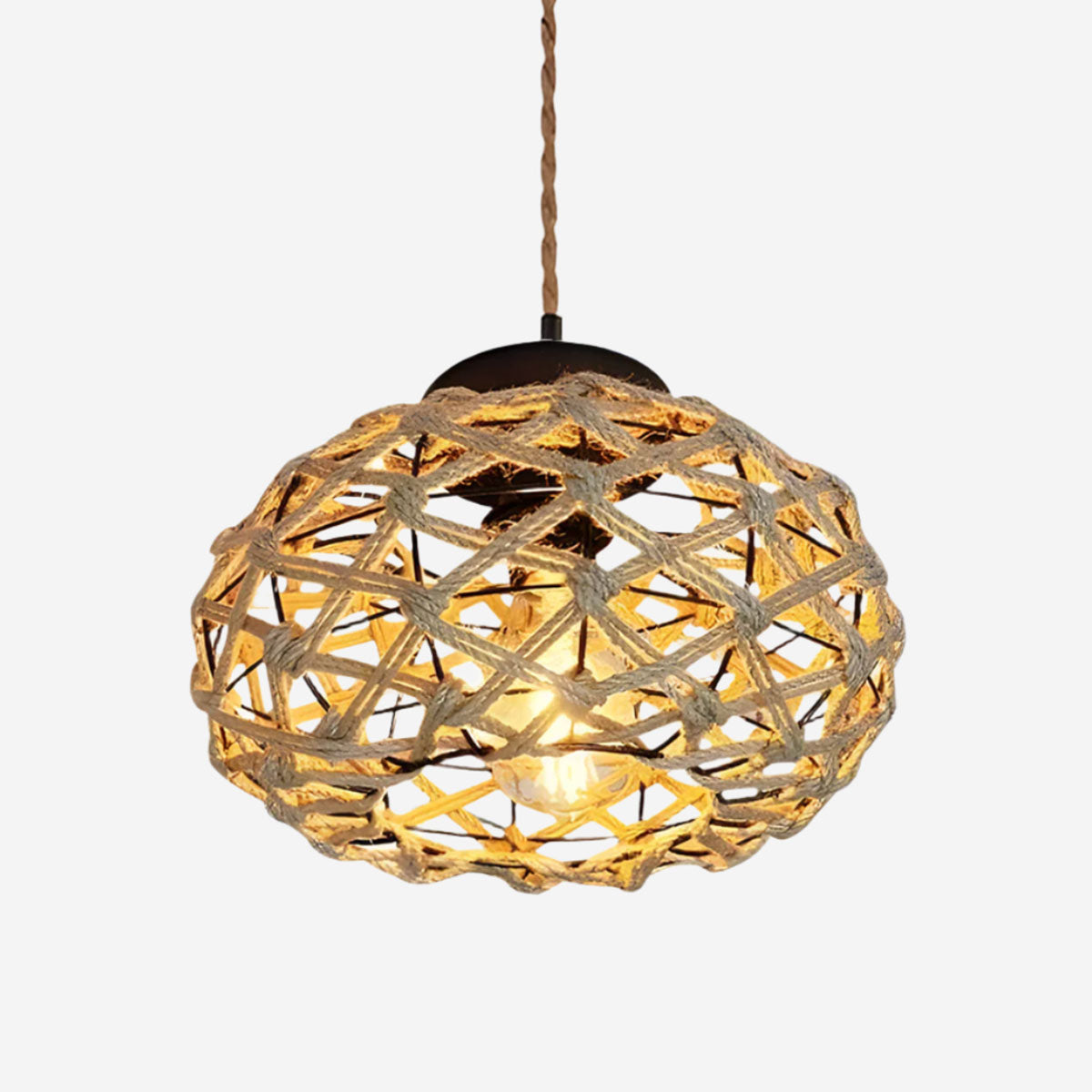 Handwoven Rustic Cozy Natural Design Paper Rope Pendant Light