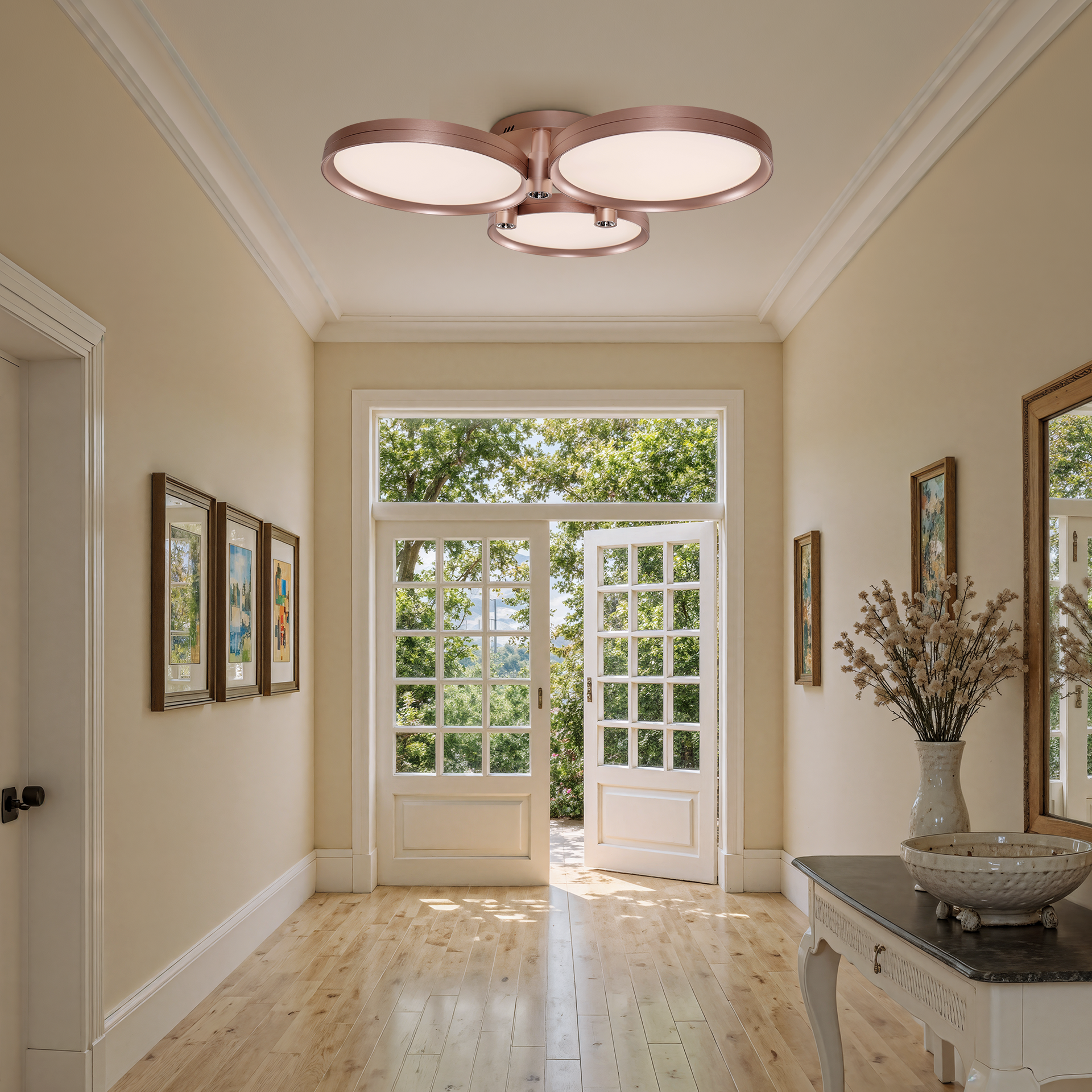 Modern Three Disk Silver Gold Full Spectrum Ceiling Light
