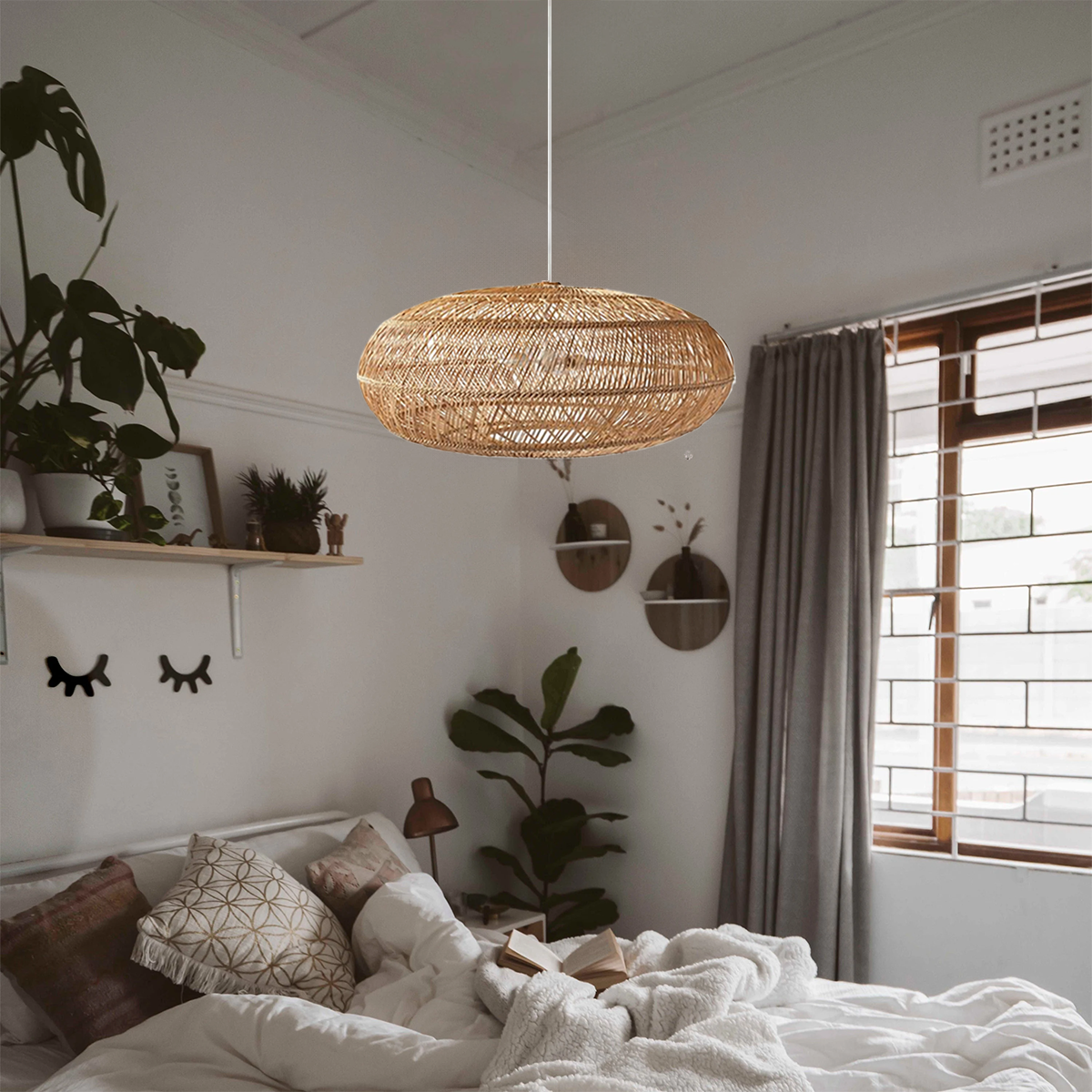 Rustic Elegance Rattan Hanging Pendant Light