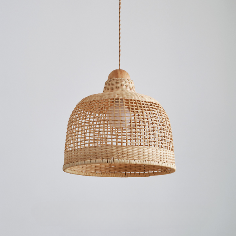 Elegant Vintage Woven Rattan Minimalist Pendant Light