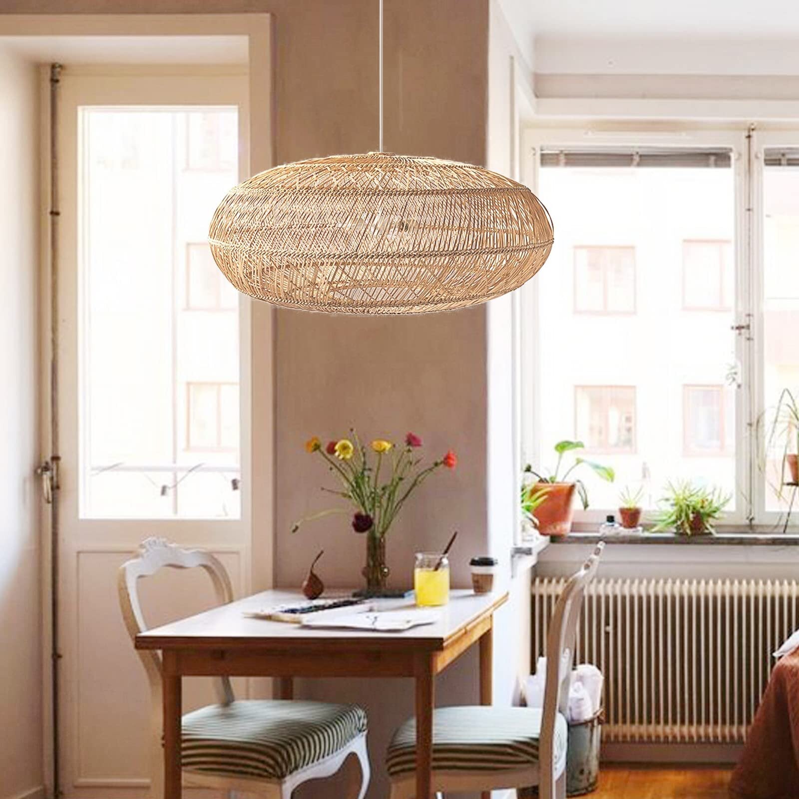 Rustic Elegance Rattan Hanging Pendant Light