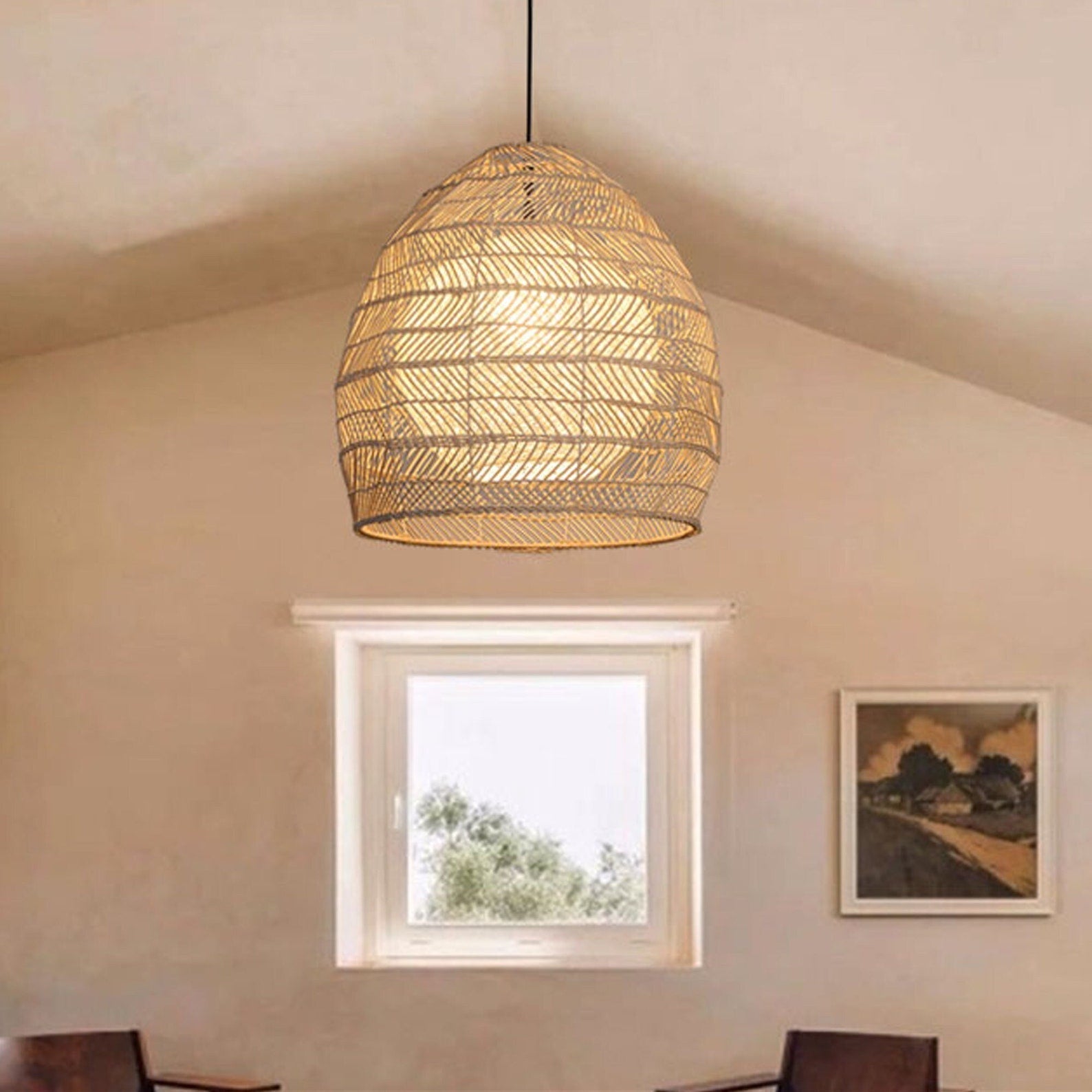 Rattan Art Pendant Light Hanging Decor Rustic Style(Version A)