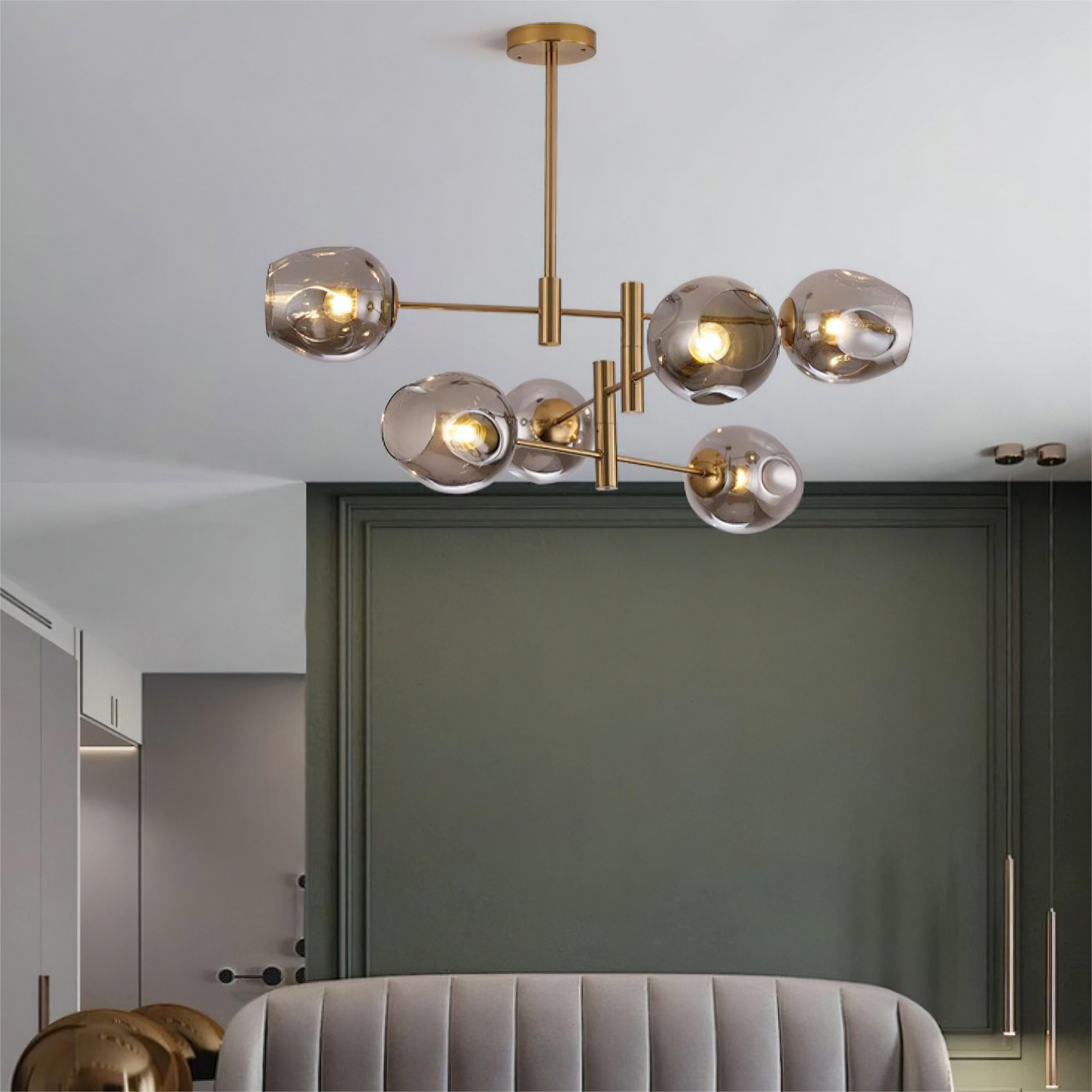 Postmodern Luxe Spuntik Chandelier With Glass Shade