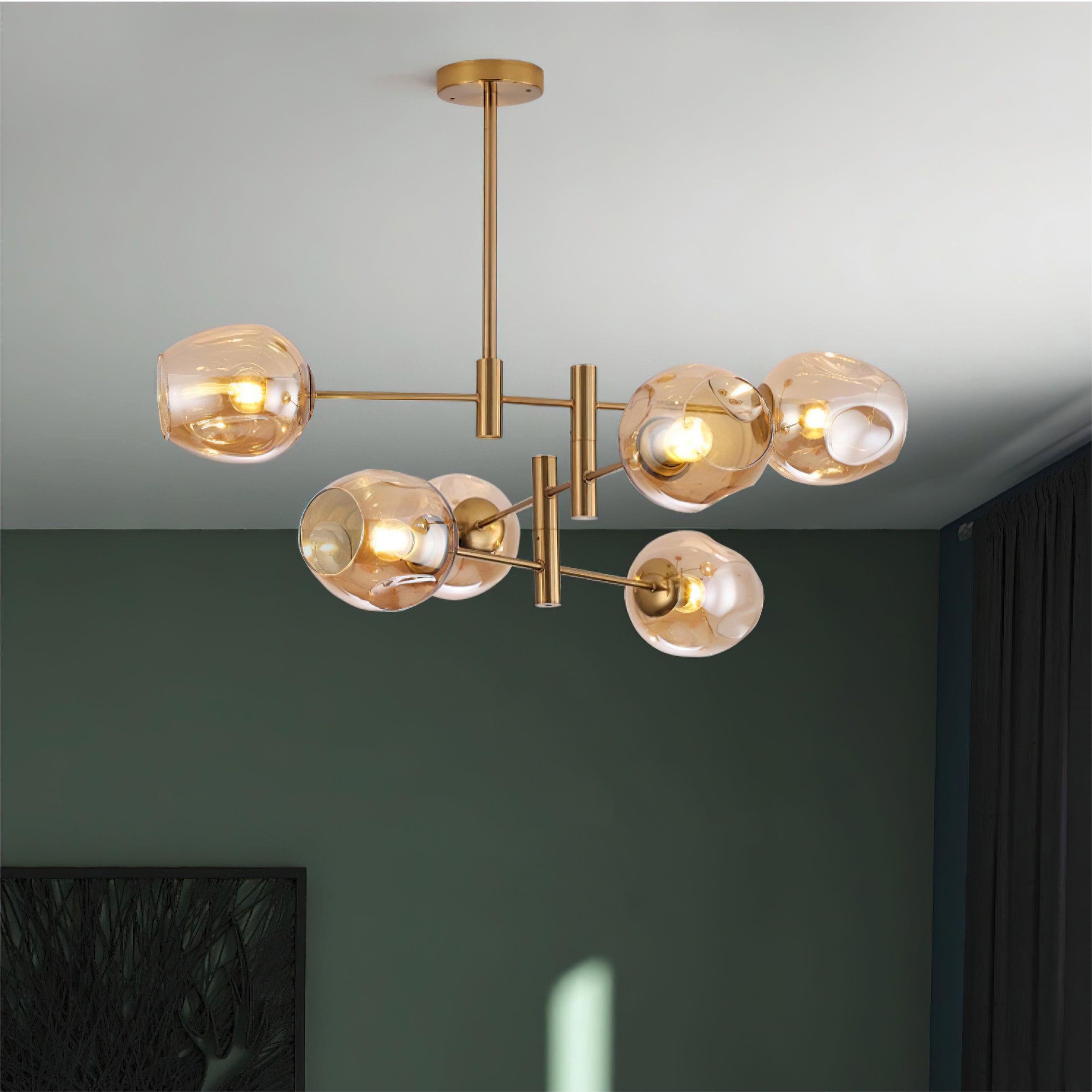 Postmodern Luxe Spuntik Chandelier With Glass Shade