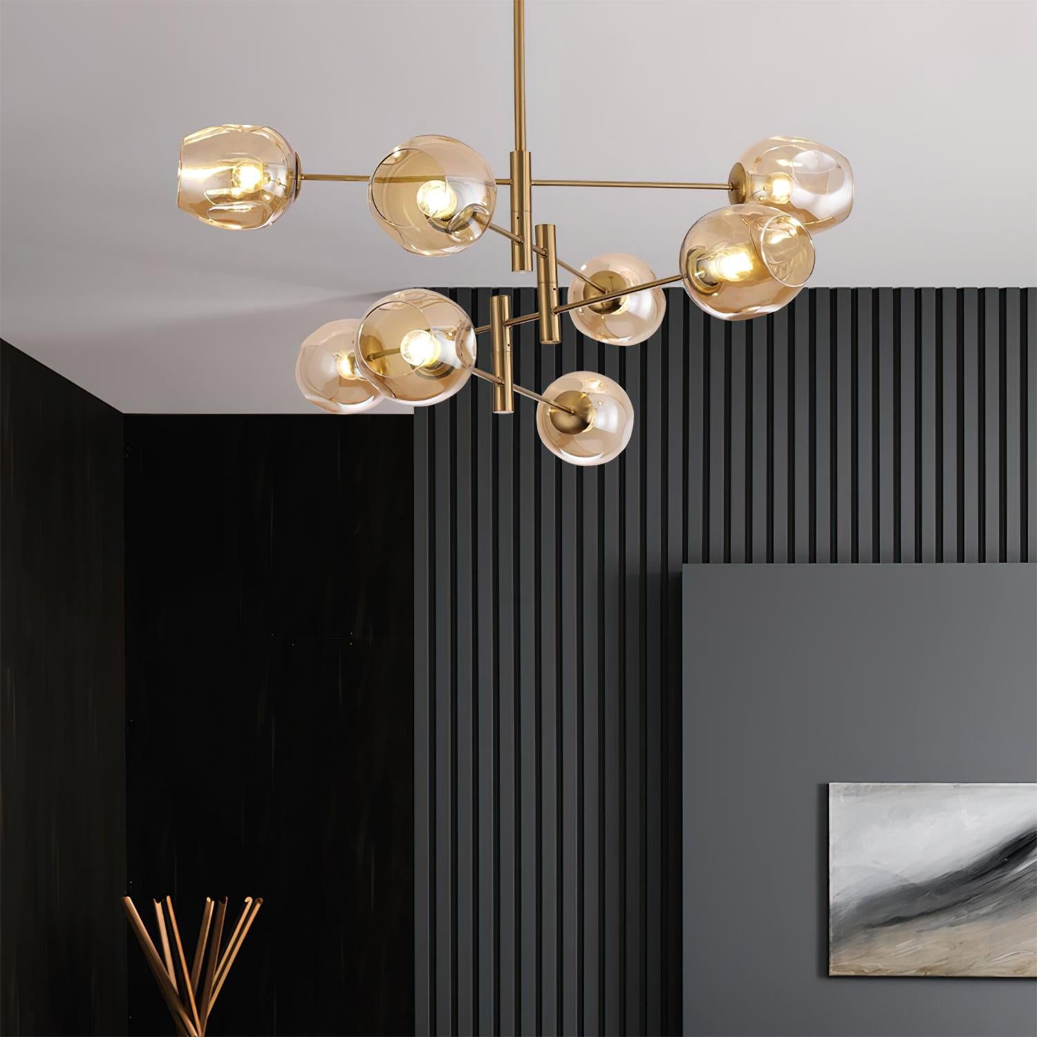 Postmodern Luxe Spuntik Chandelier With Glass Shade