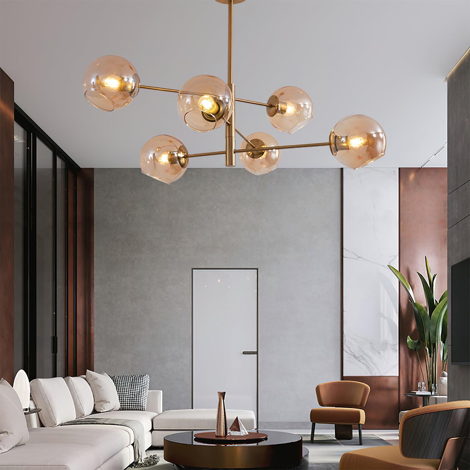 Postmodern Luxe Spuntik Chandelier With Glass Shade