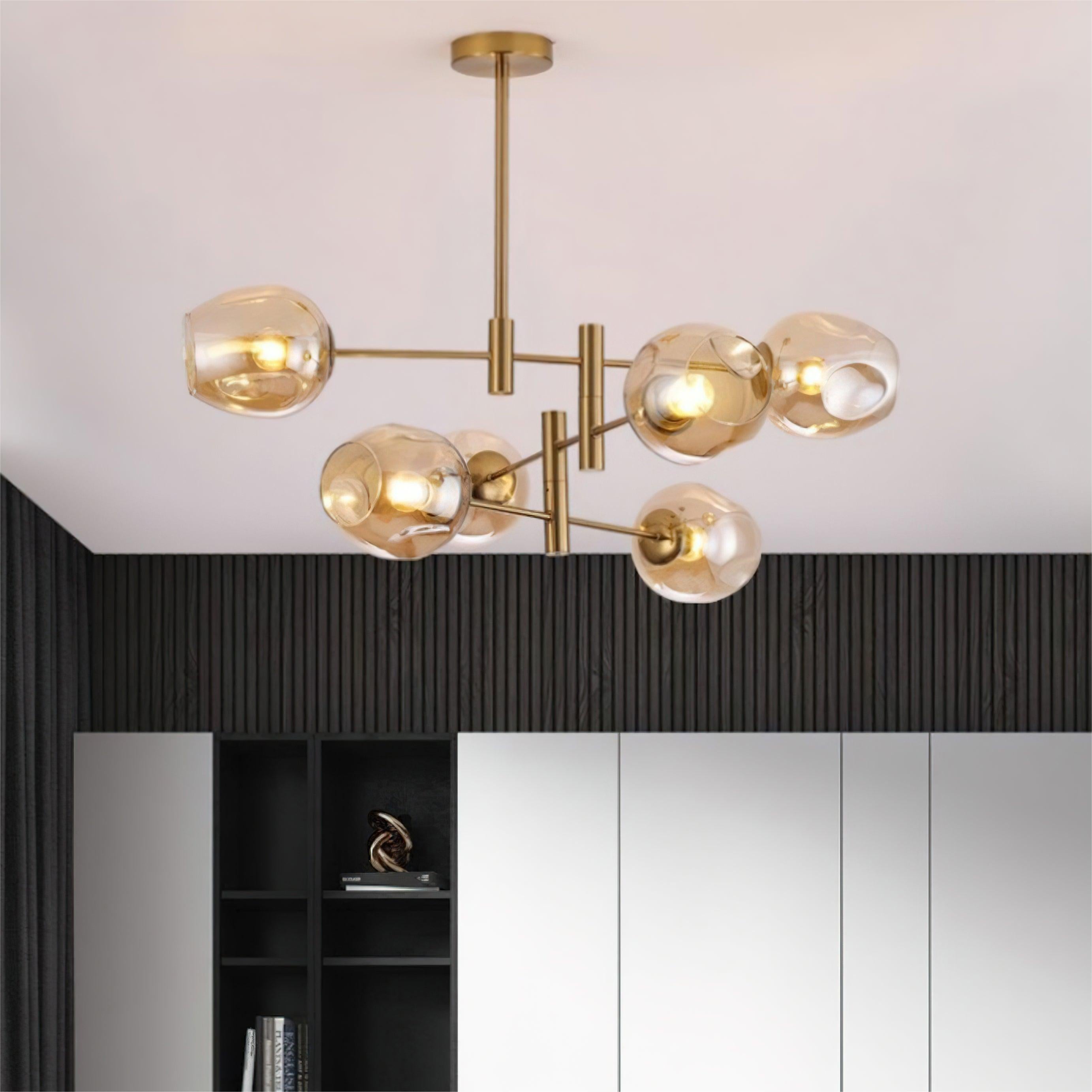 Postmodern Luxe Spuntik Chandelier With Glass Shade