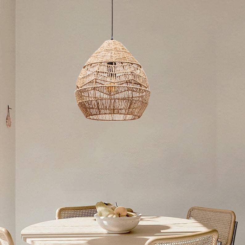 Handwoven Hemp Rope Pendant Light Retro Hanging Lamp