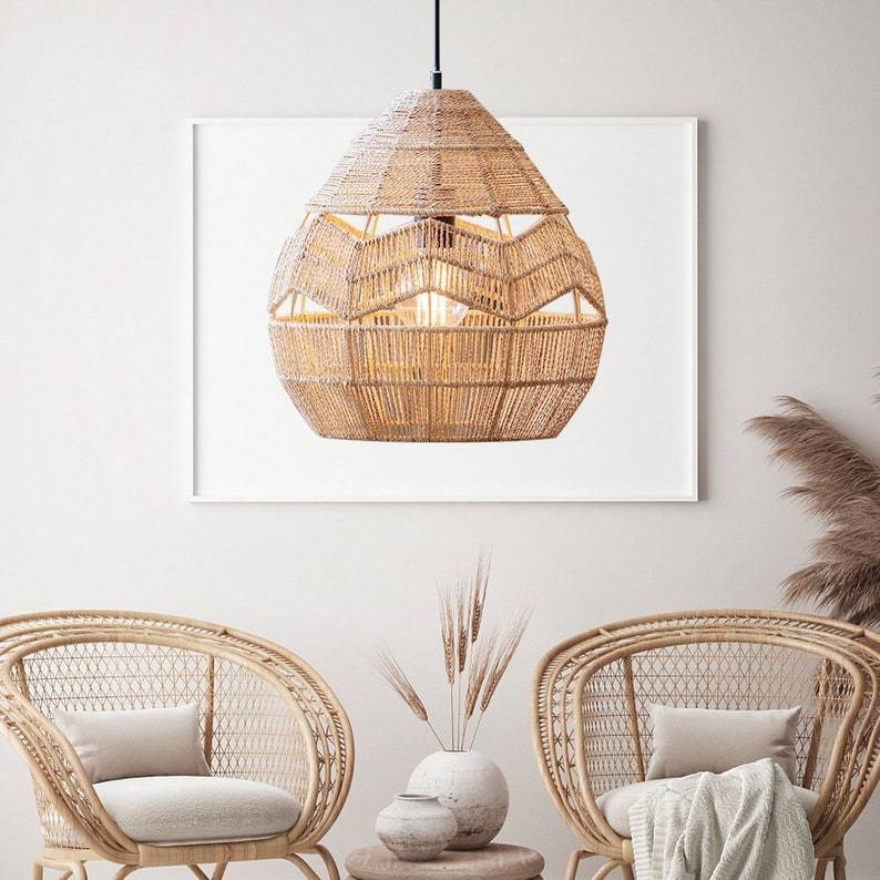 Handwoven Hemp Rope Pendant Light Retro Hanging Lamp