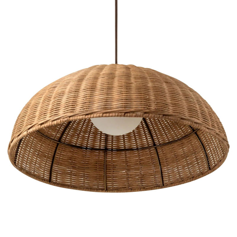 Vintage Inspired Handwoven Rattan Basket Weave Pendant Light