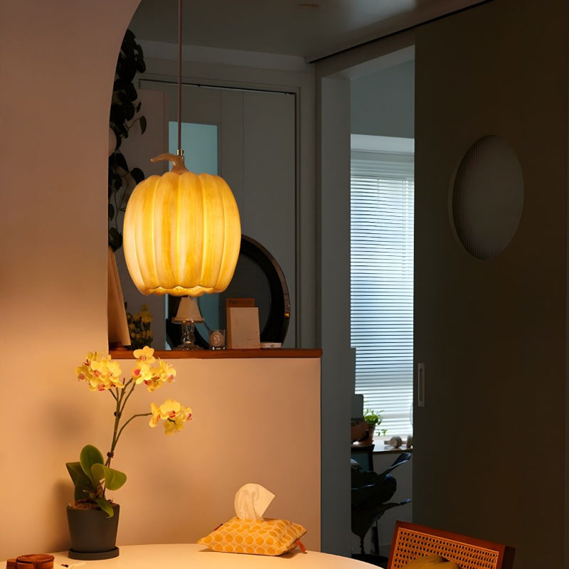 LED Pumpkin Resin Pendant Light