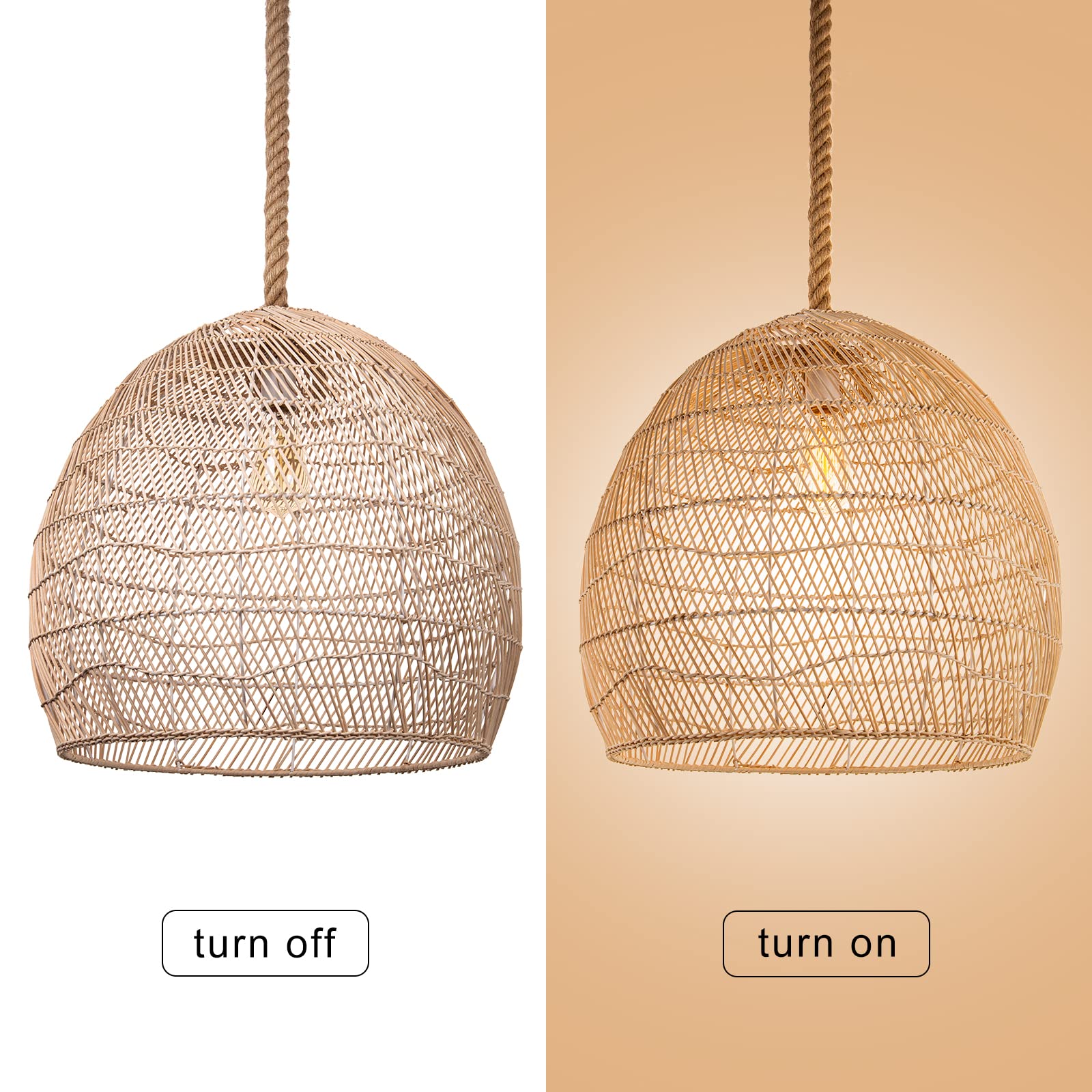 Hand-woven Rattan Pendant Lamp for Dining Room Living Room