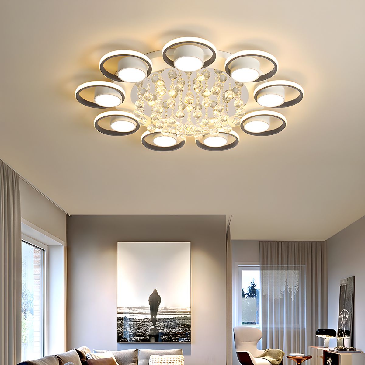 Round Crystal Ceiling Light with a Touch of Modern Light Luxury