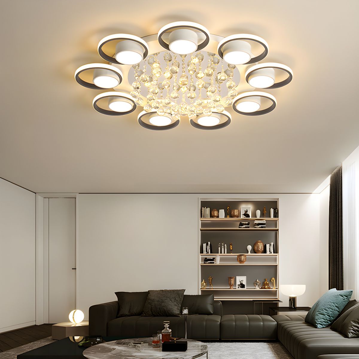 Round Crystal Ceiling Light with a Touch of Modern Light Luxury