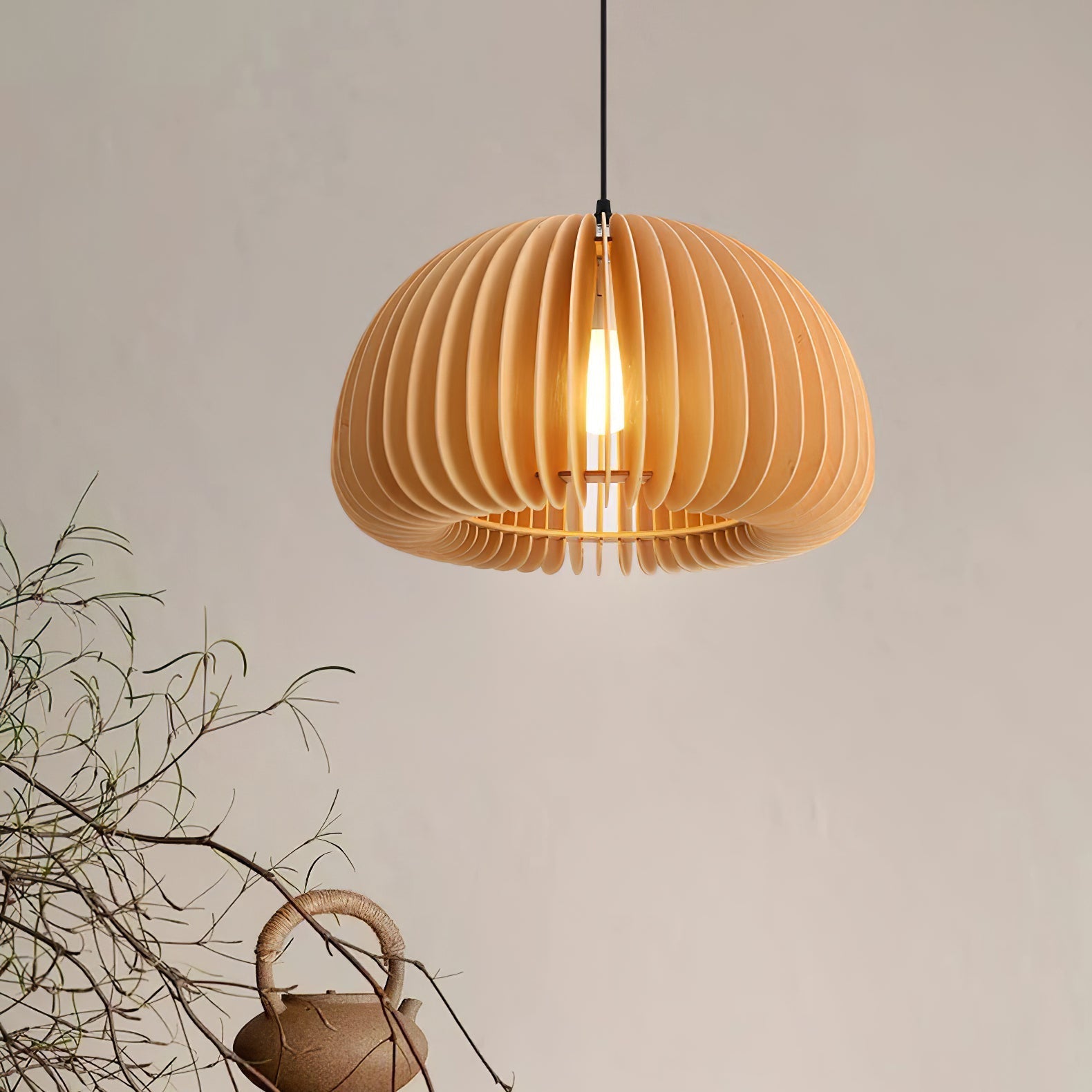 Vintage Woodcraft Light Fixture Creative Pumpkin Pendant Lights