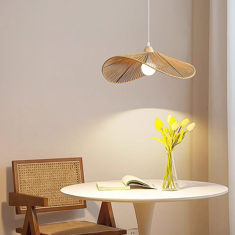 Natural Woven Simple Vintage Straw Hat Pendant Lights