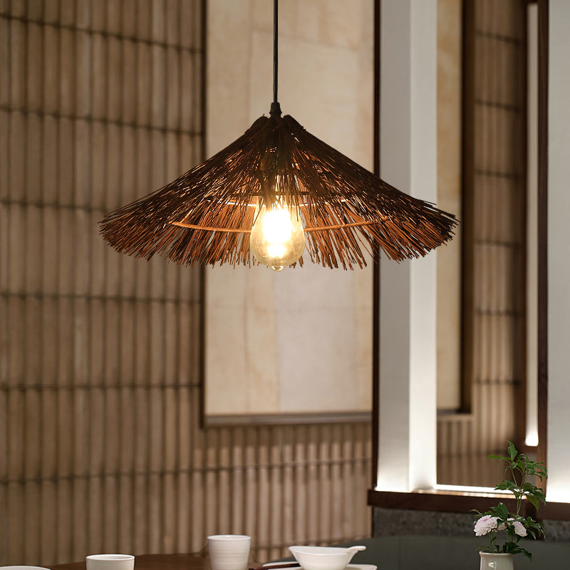 Creative Handcrafted Bamboo Straw Hat Retro Decor Pendant Light Series