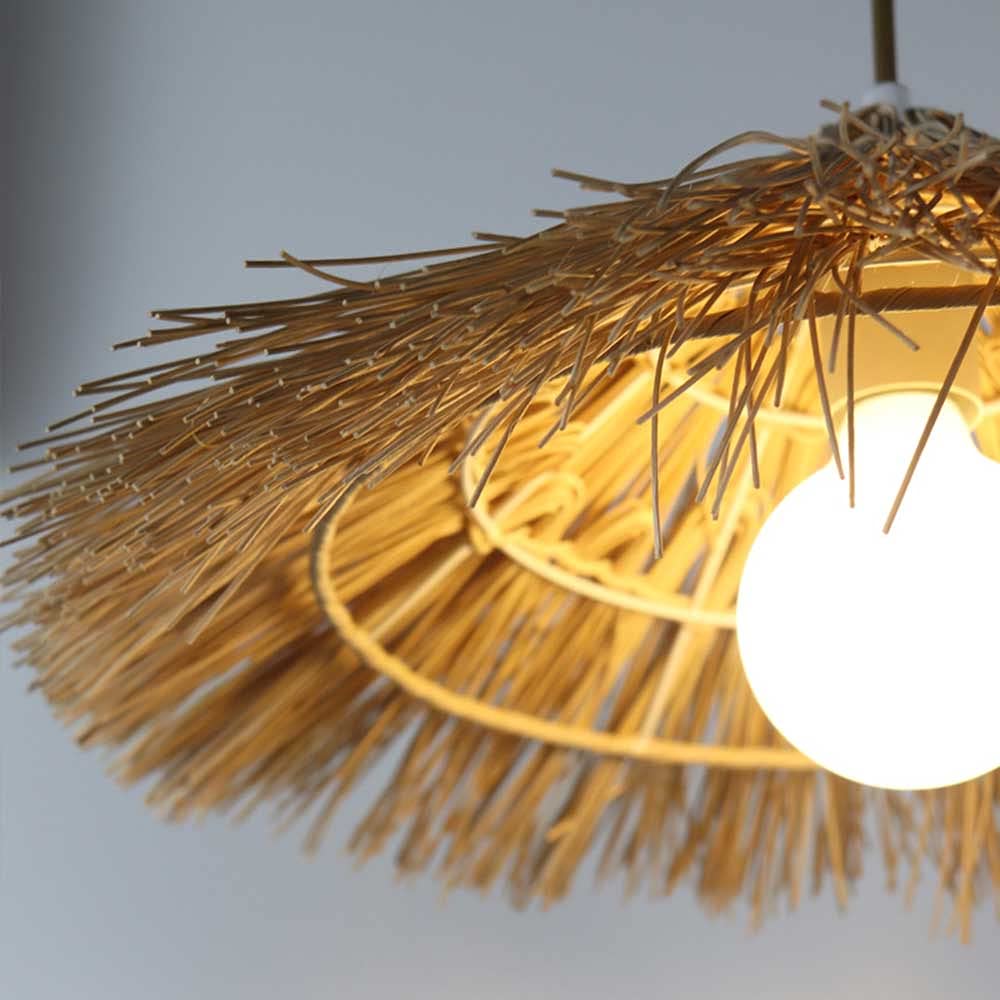 Creative Handcrafted Bamboo Straw Hat Retro Decor Pendant Light Series