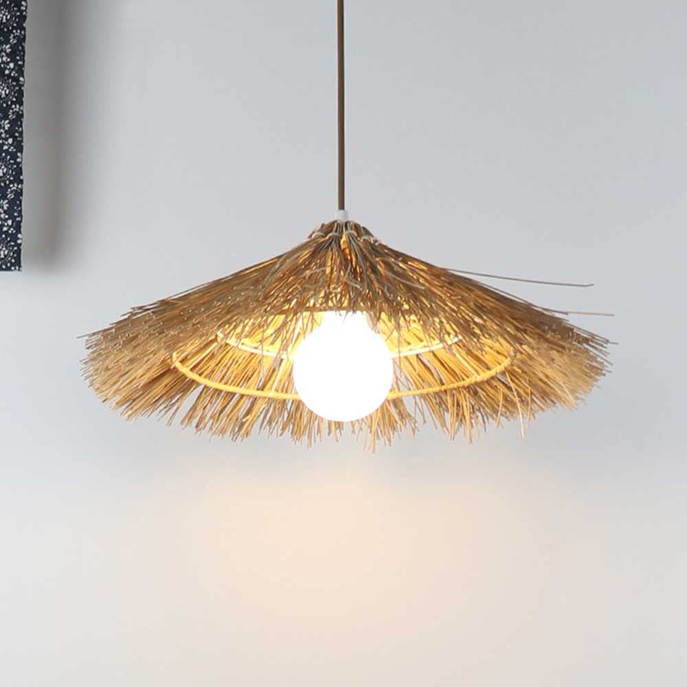 Creative Handcrafted Bamboo Straw Hat Retro Decor Pendant Light Series