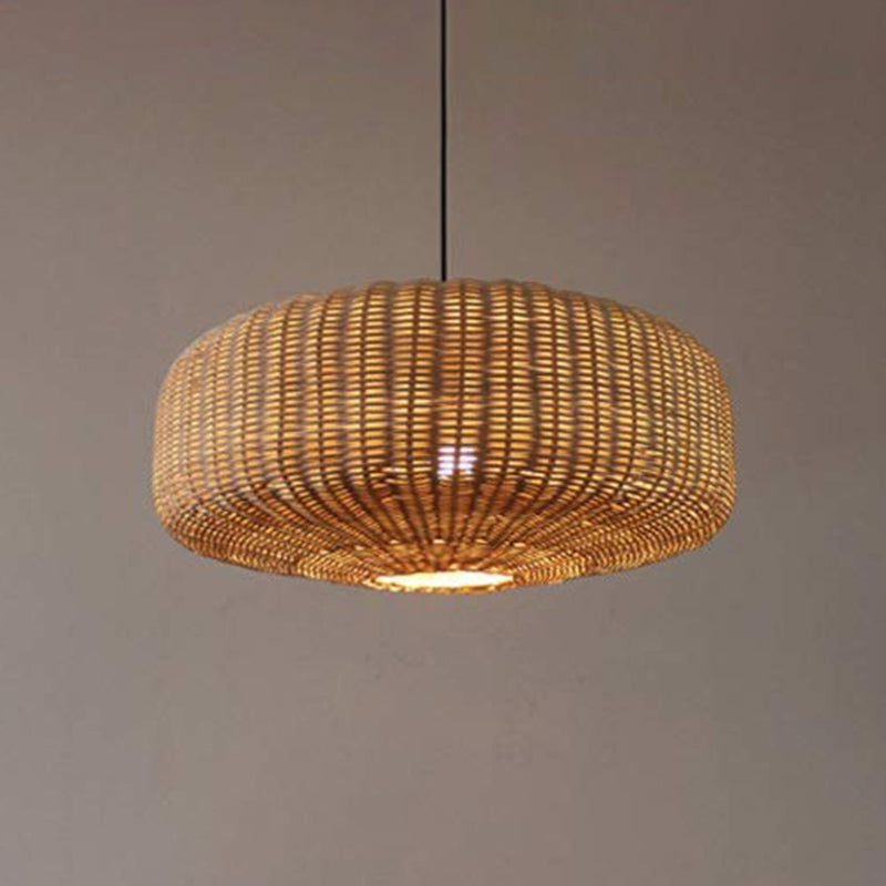 Handwoven Rattan Hanging Lamp Rustic Style Pendant Light Fixture