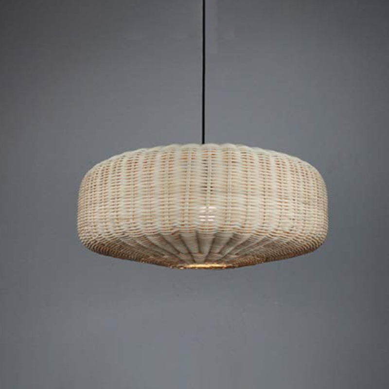 Handwoven Rattan Hanging Lamp Rustic Style Pendant Light Fixture