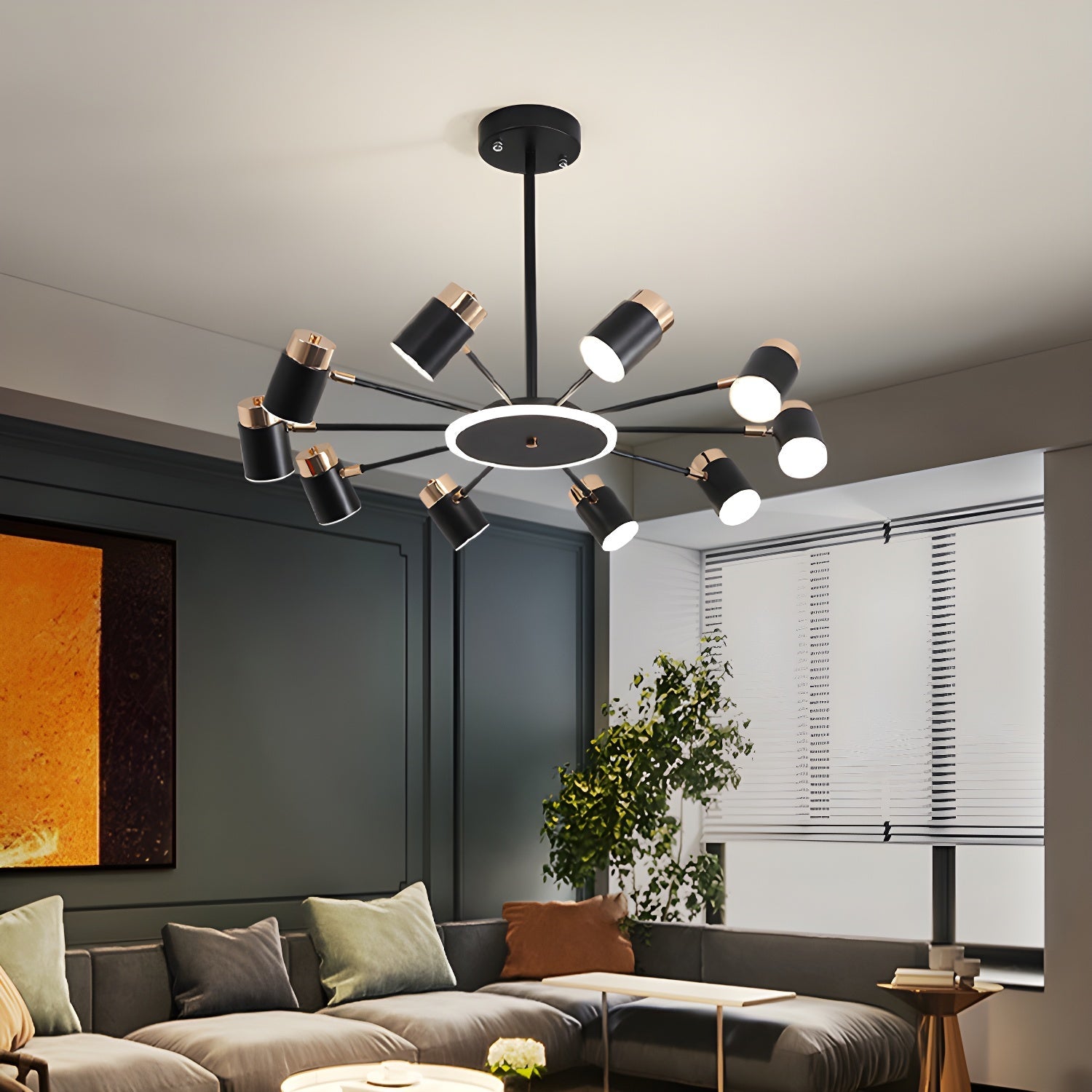 Metal Black And Gold Ceiling Light with LED Bulbs