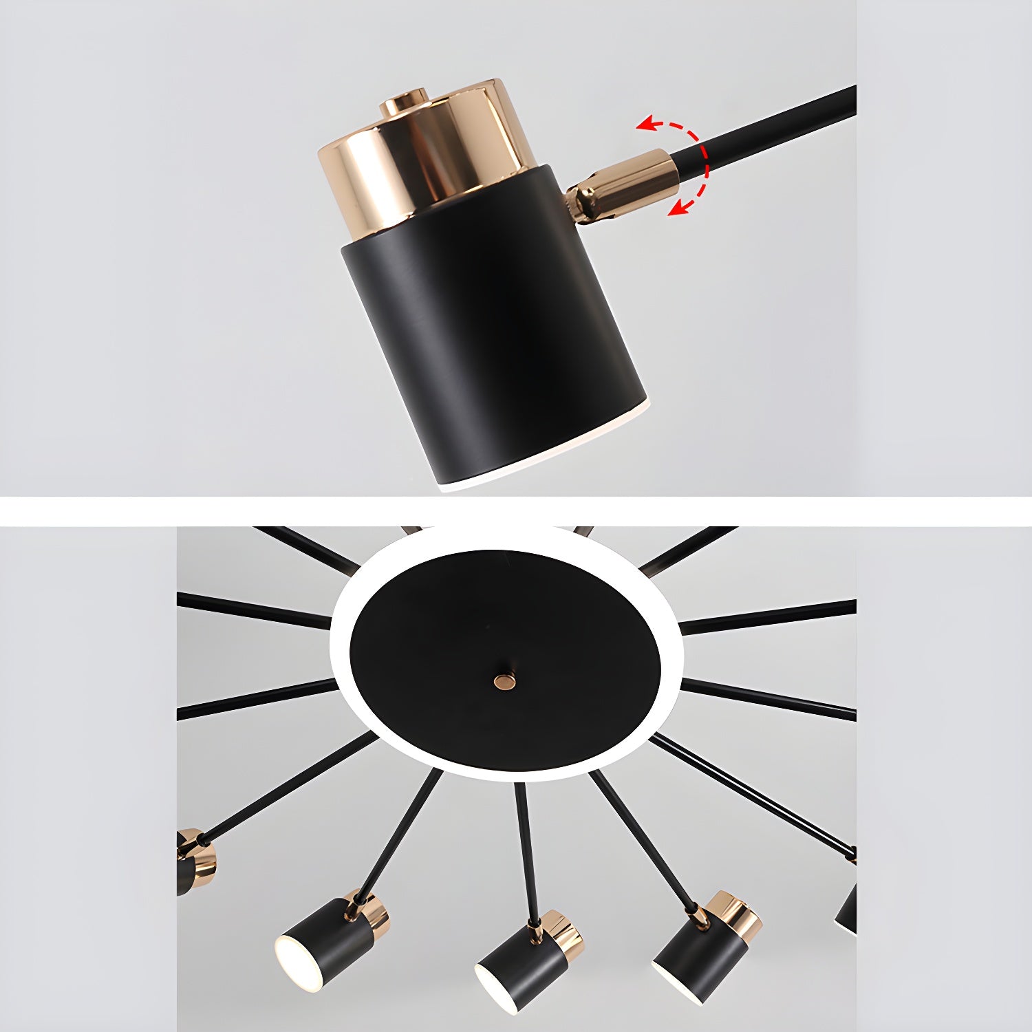 Metal Black And Gold Ceiling Light with LED Bulbs