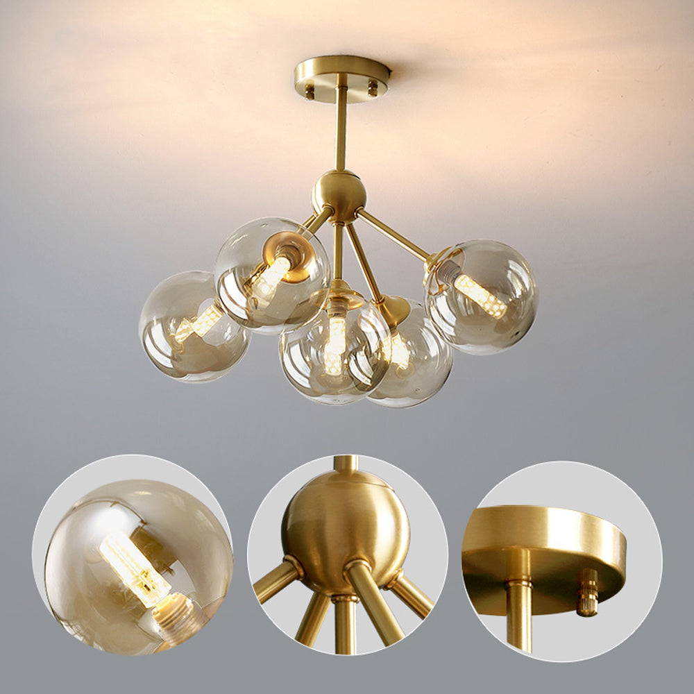 Nordic Modern Luxury All-Copper Chandelier Ceiling Light for Living Room