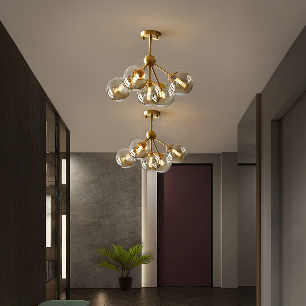 Nordic Modern Luxury All-Copper Chandelier Ceiling Light for Living Room