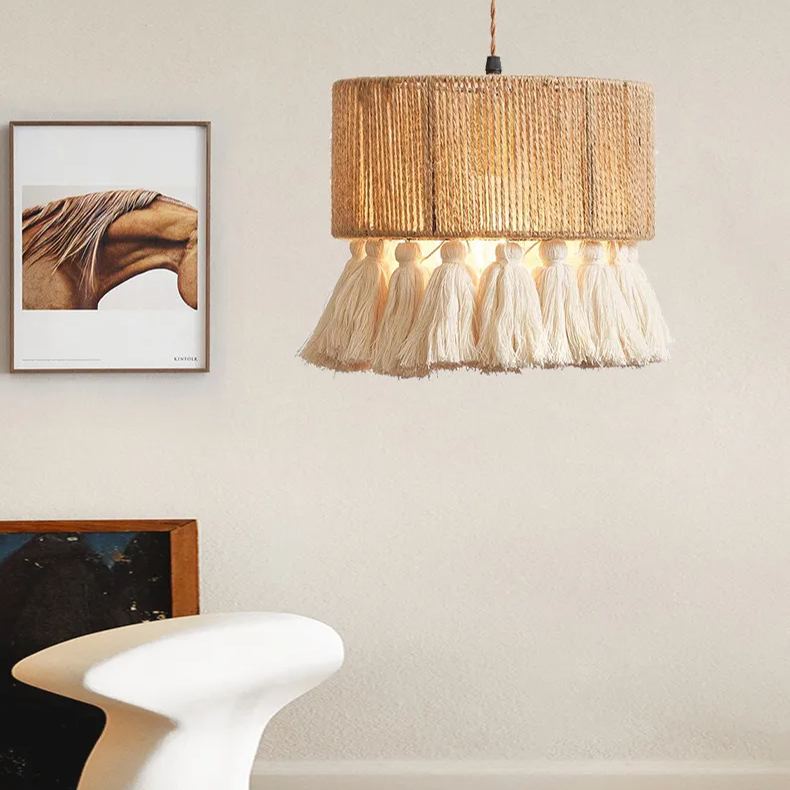 Modern Creative Bohemian Fringe Hemp Rope Pendant Light