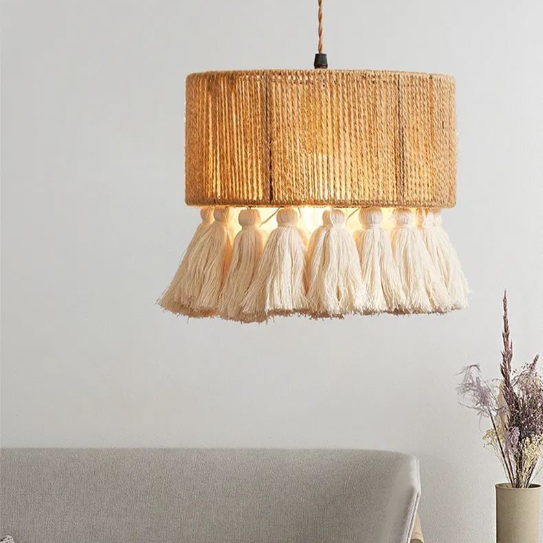 Modern Creative Bohemian Fringe Hemp Rope Pendant Light