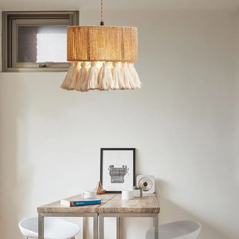 Modern Creative Bohemian Fringe Hemp Rope Pendant Light