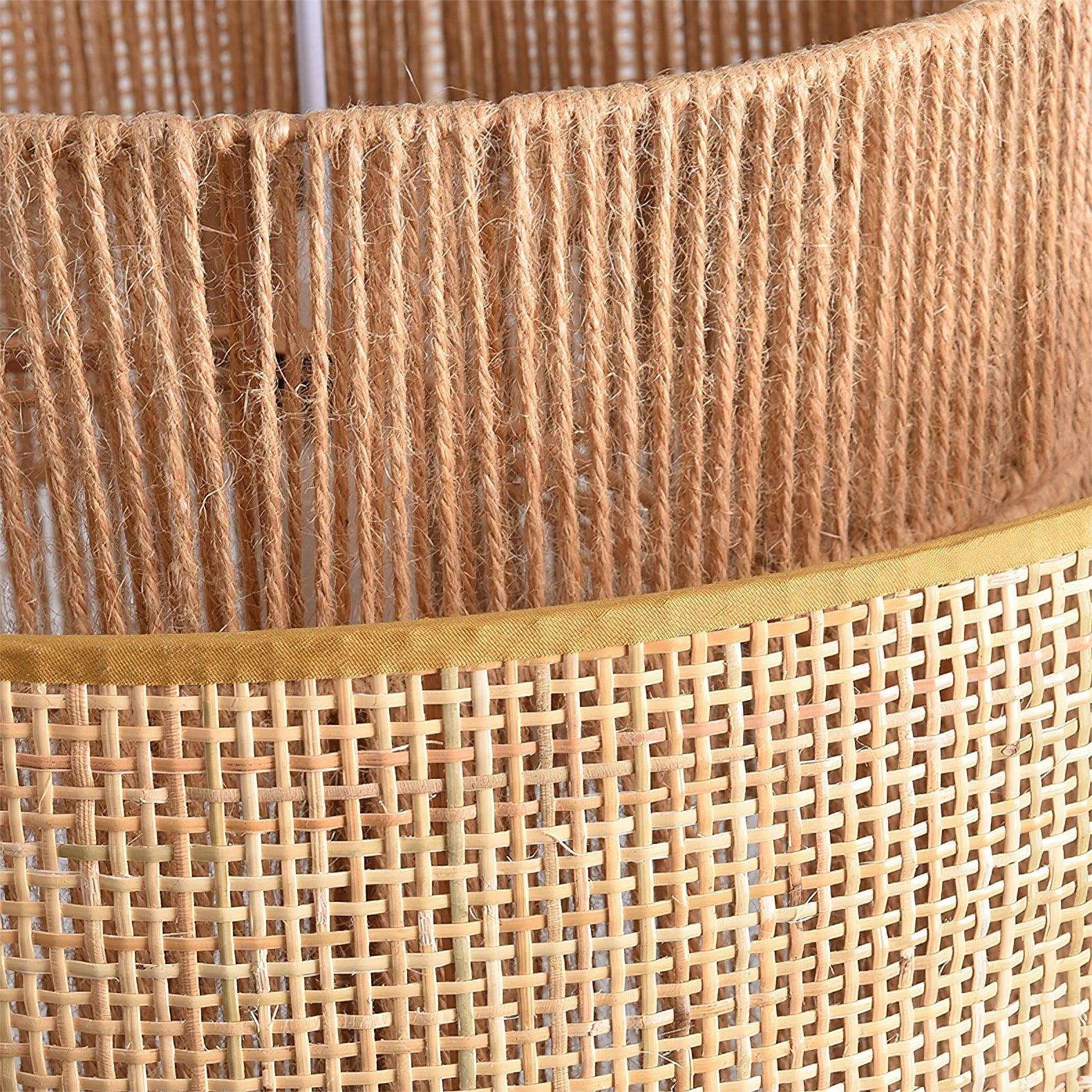 Natural Woven Rattan and Hemp Rope Rustic Pendant Light Fixture