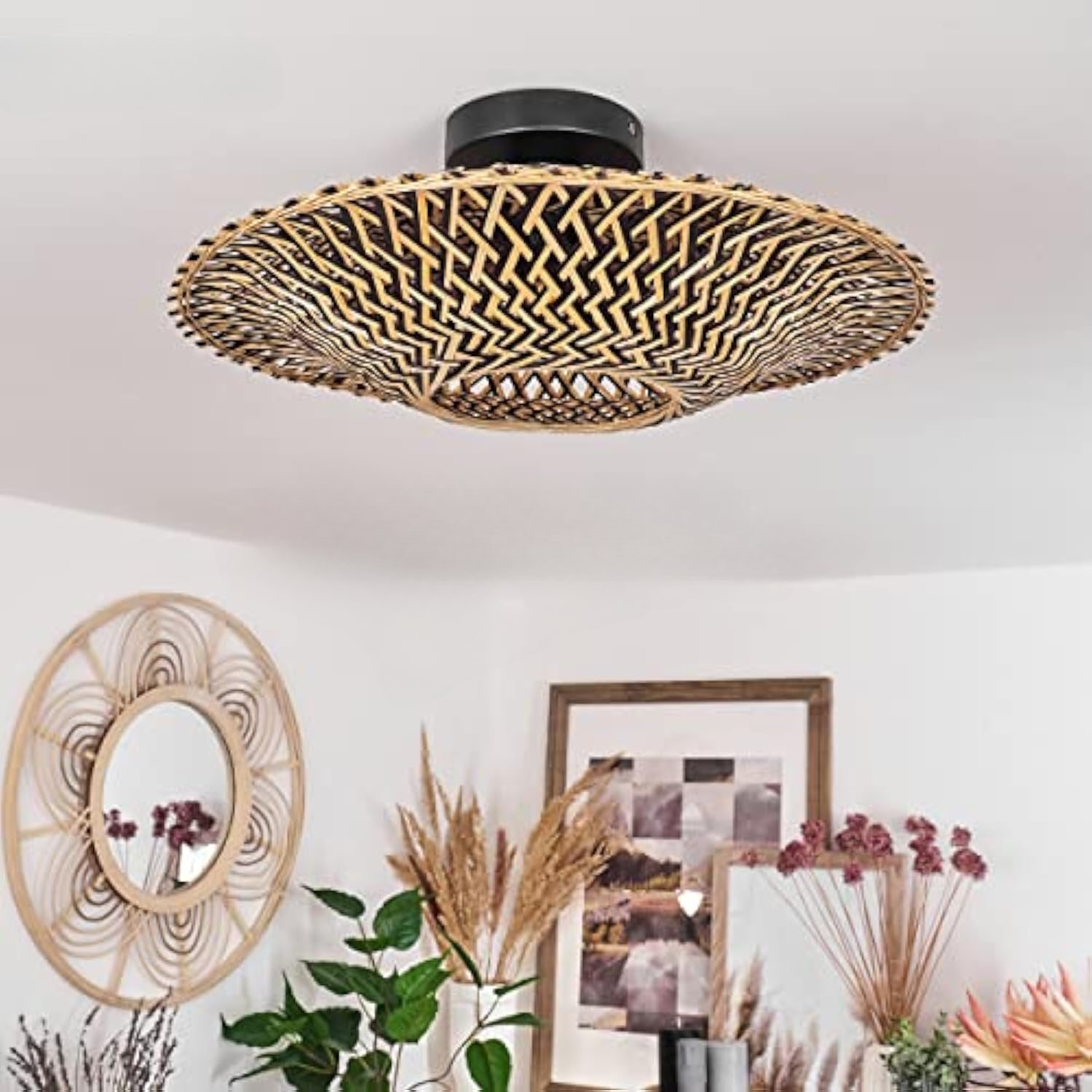 Bamboo Radiance Handwoven LED Ceiling Light