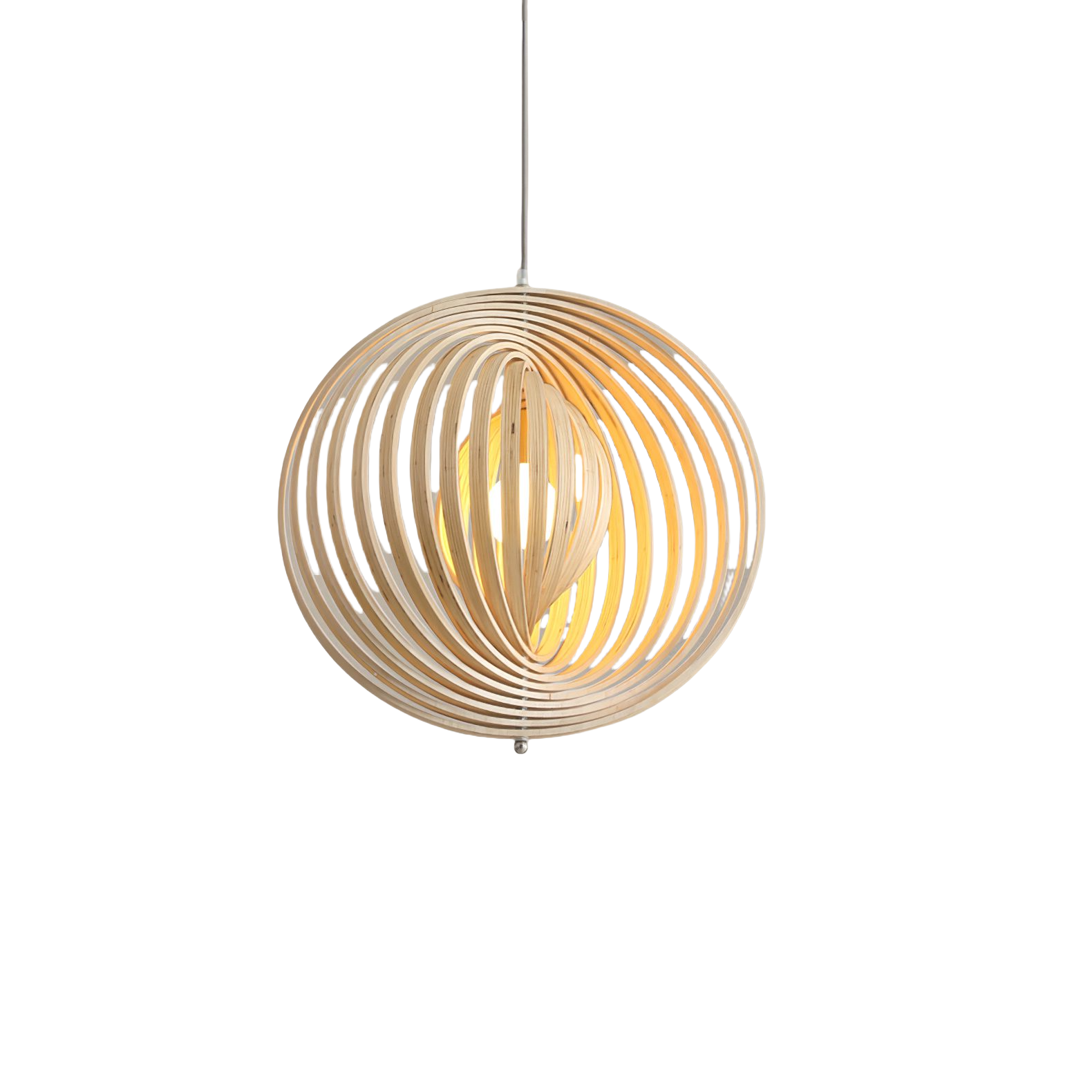 Rotating Circular Moon Wooden LED Pendant Light