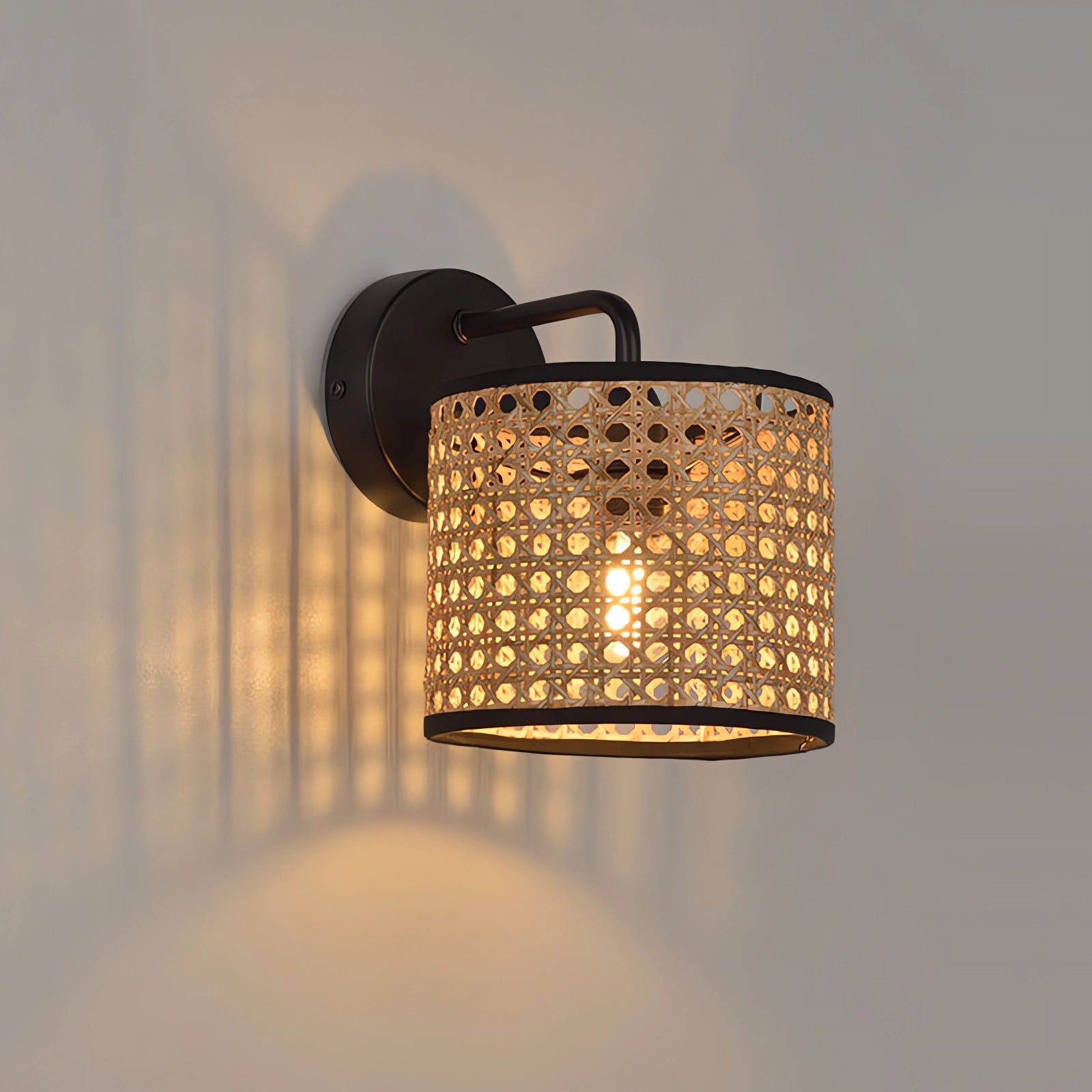 Elegant Rattan Weave Flowing Glow LED Wall Light