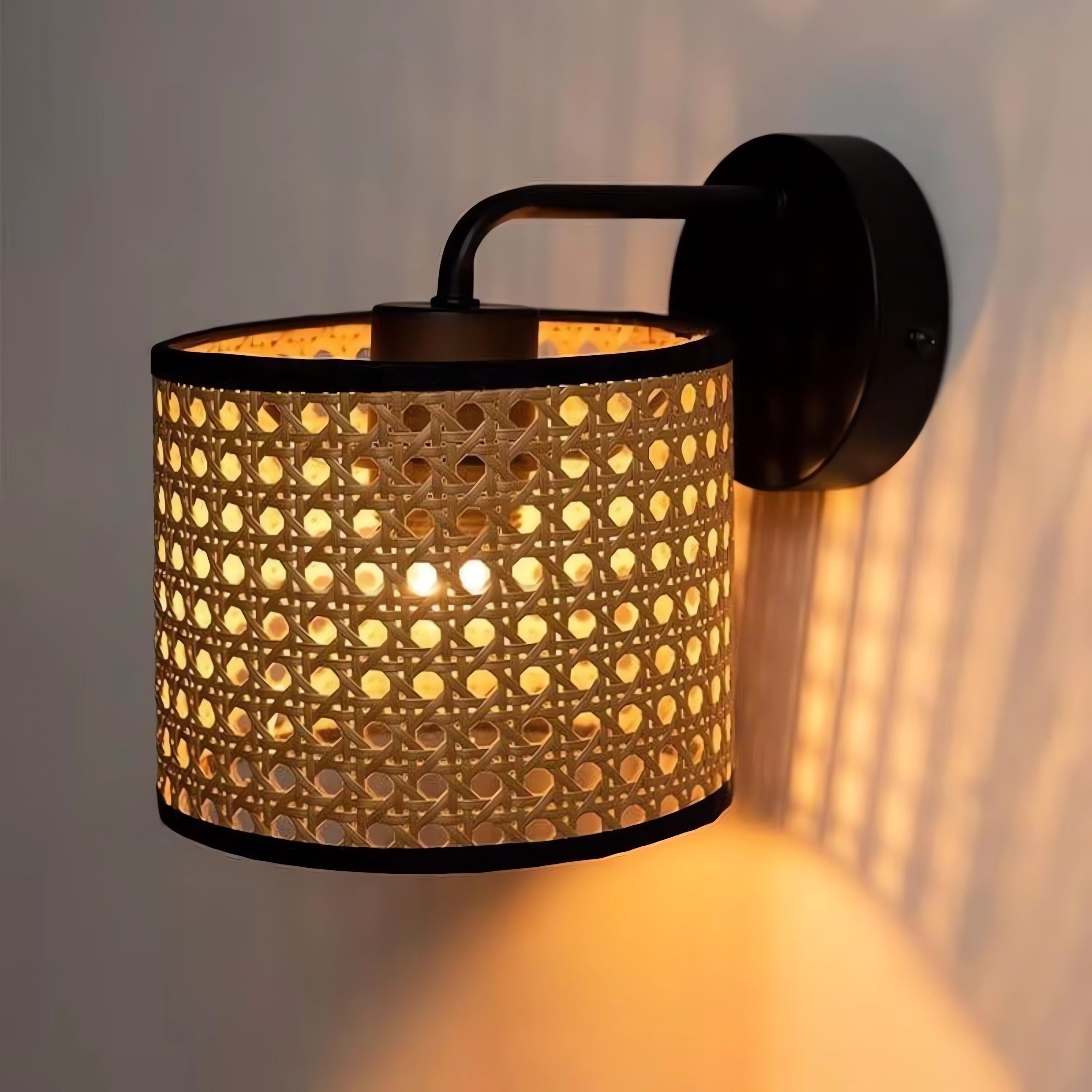 Elegant Rattan Weave Flowing Glow LED Wall Light