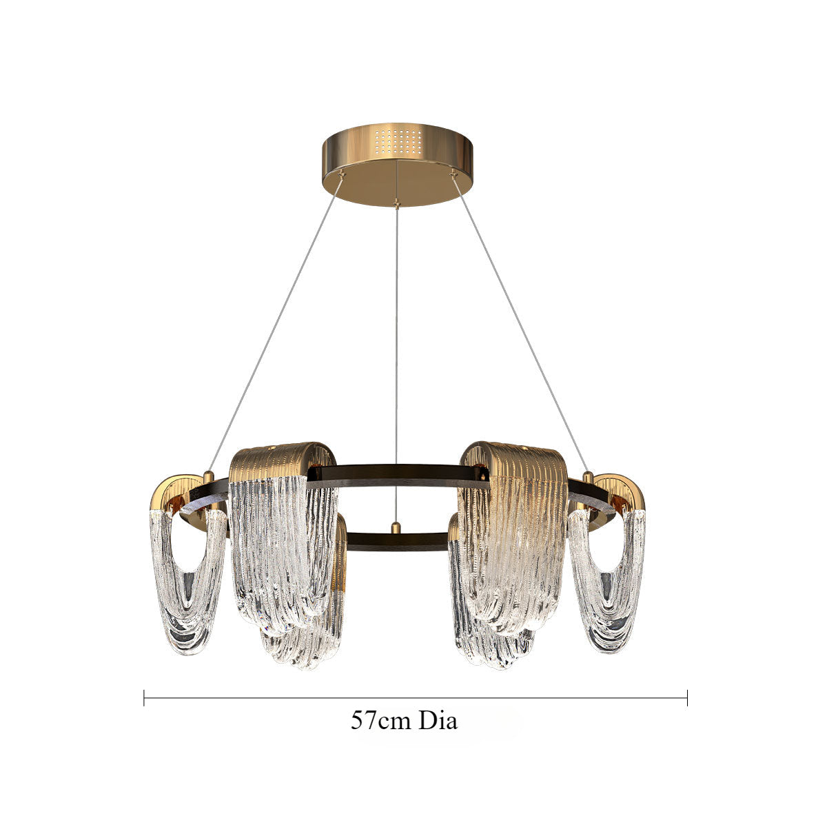 Modern Gold Acrylic LED Pendant Light with Cascading Curves