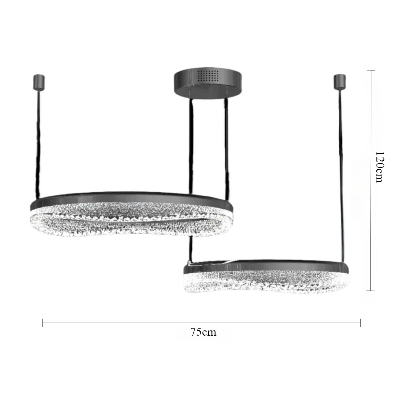 Pearl Black Wave LED Pendant Light in Aluminum Alloy